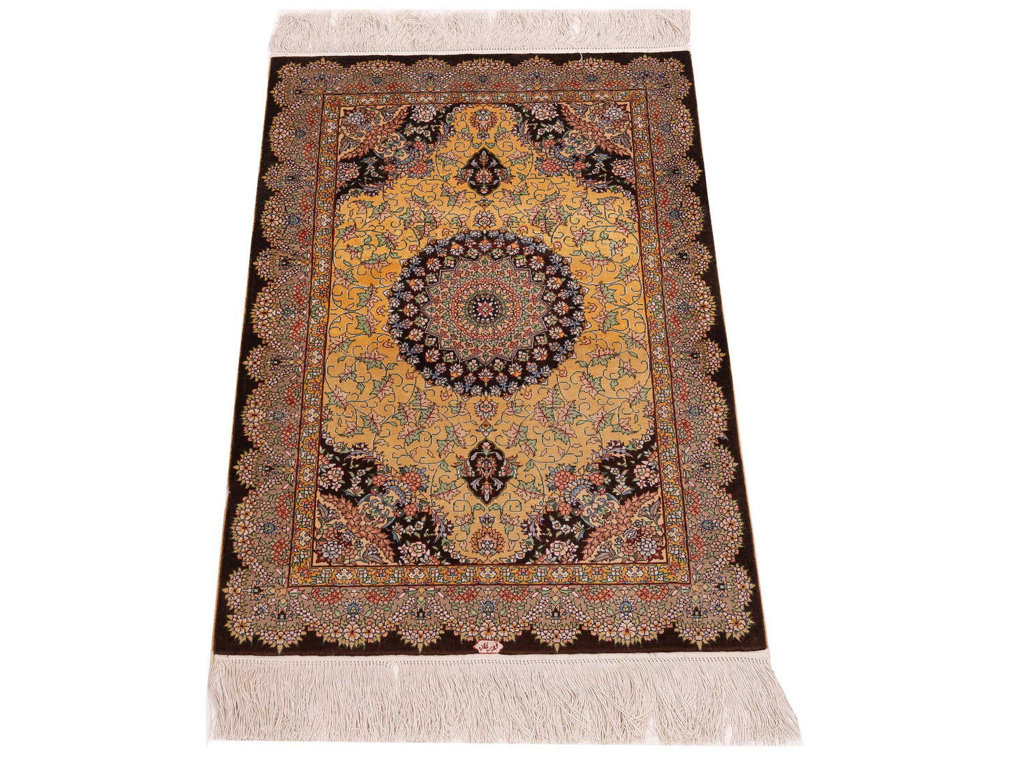 Pure Silk 119263 Gold Brown 2x3.1 Hand Knotted Rug