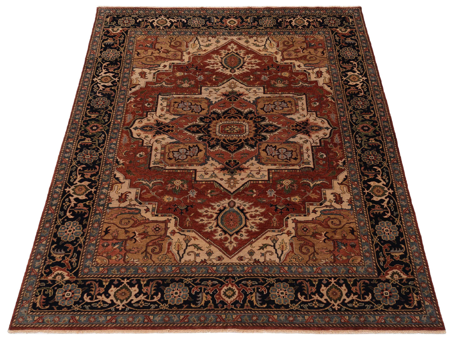 Antique Loom 147418 Ivory Red 6.10x9 Hand Knotted Rug