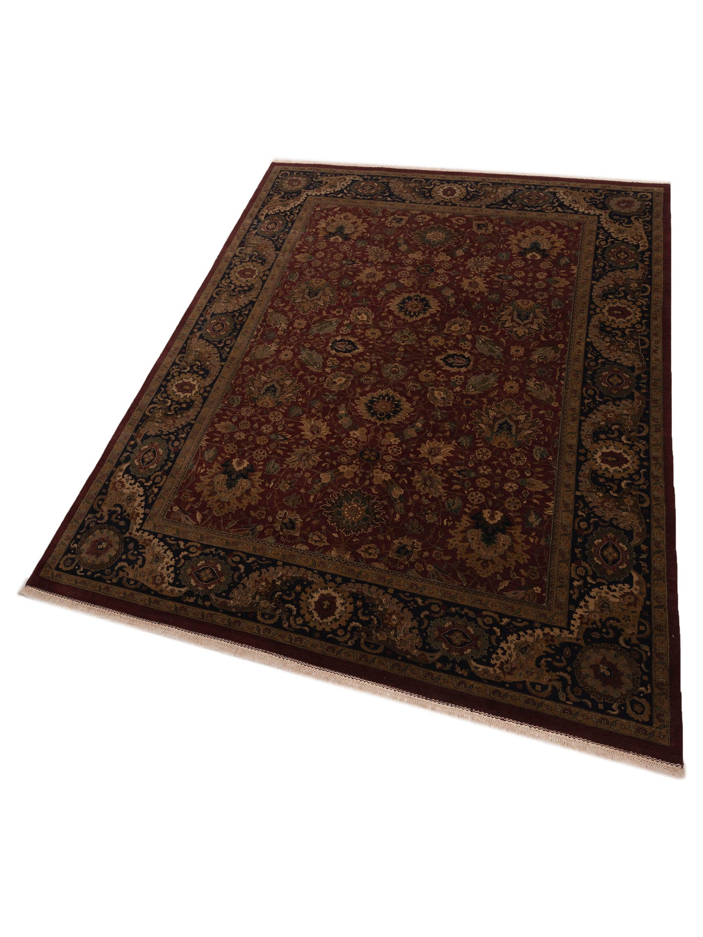 Crown 82070 Burgundy Navy 9.2x12.3 Hand Knotted Rug