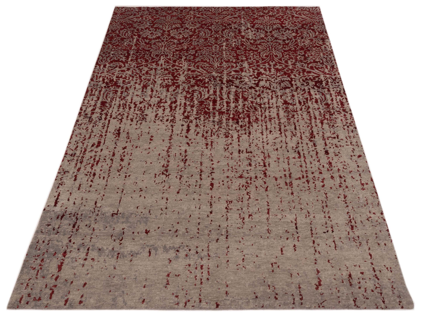 Tibetino 124330 Silver Red 6x8.11 Hand Knotted Rug