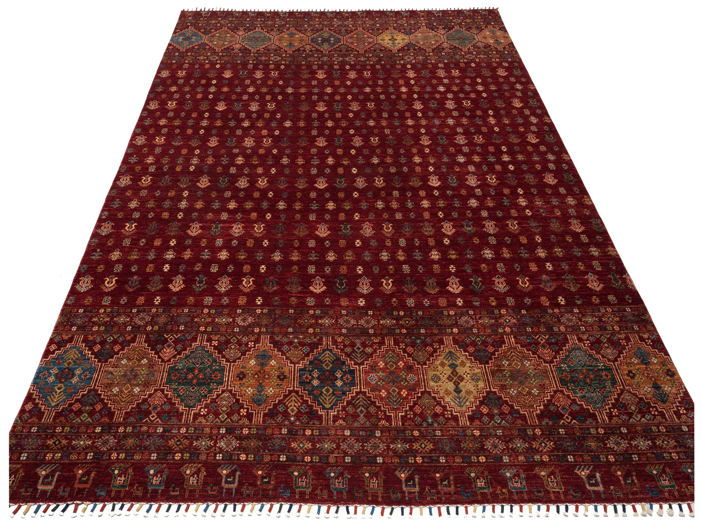 Khorjin 145473 Red Red 10x13.2 Hand Knotted Rug