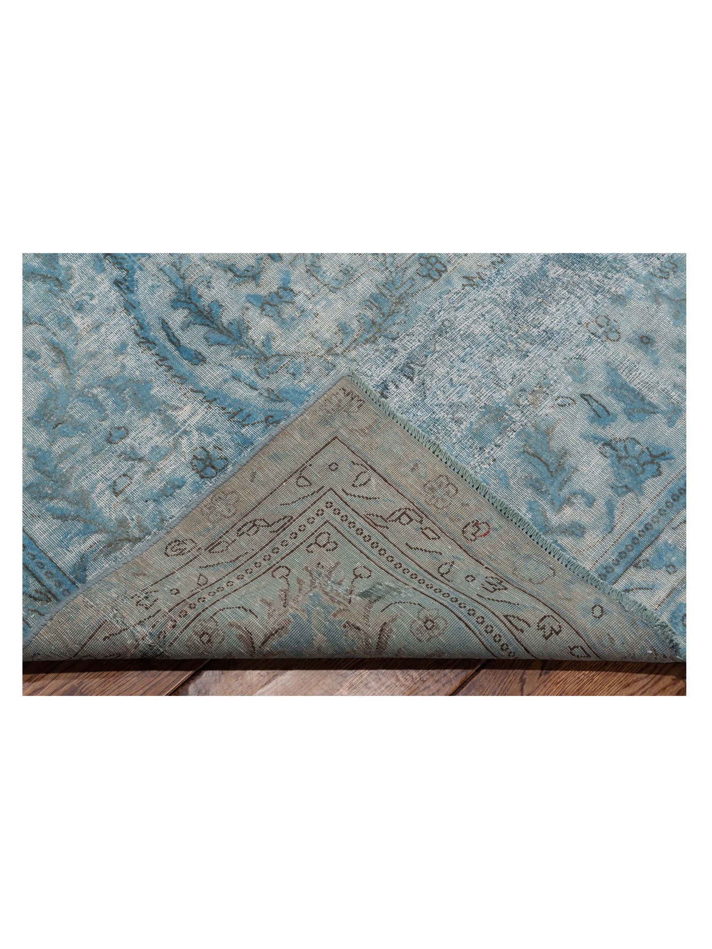 Vintage 130321 Blue 9.9x15.2 Hand Knotted Rug