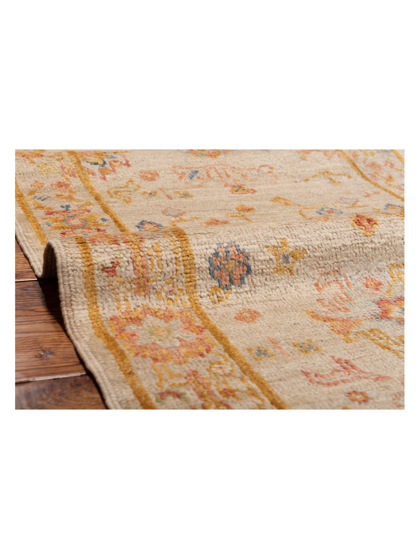 Angora Oushak 148281 Ivory Silver 2.6x9.9 Hand Knotted Rug