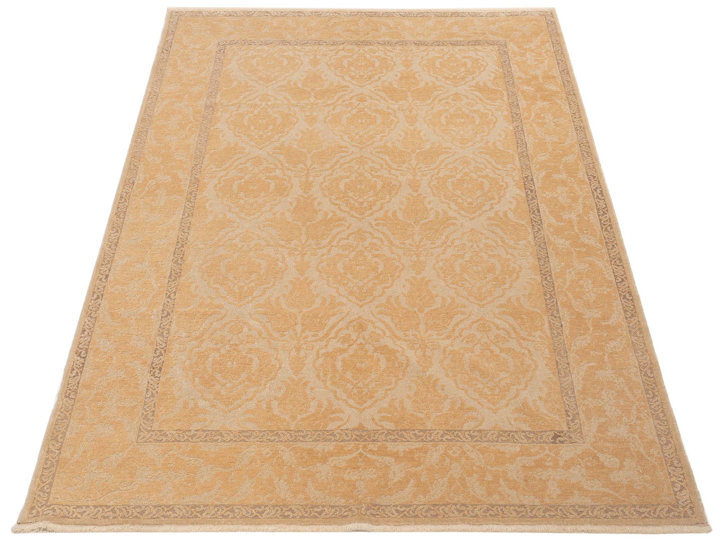 Defne Tulip Cream Gold 6.3x9 Hand Knotted Rug