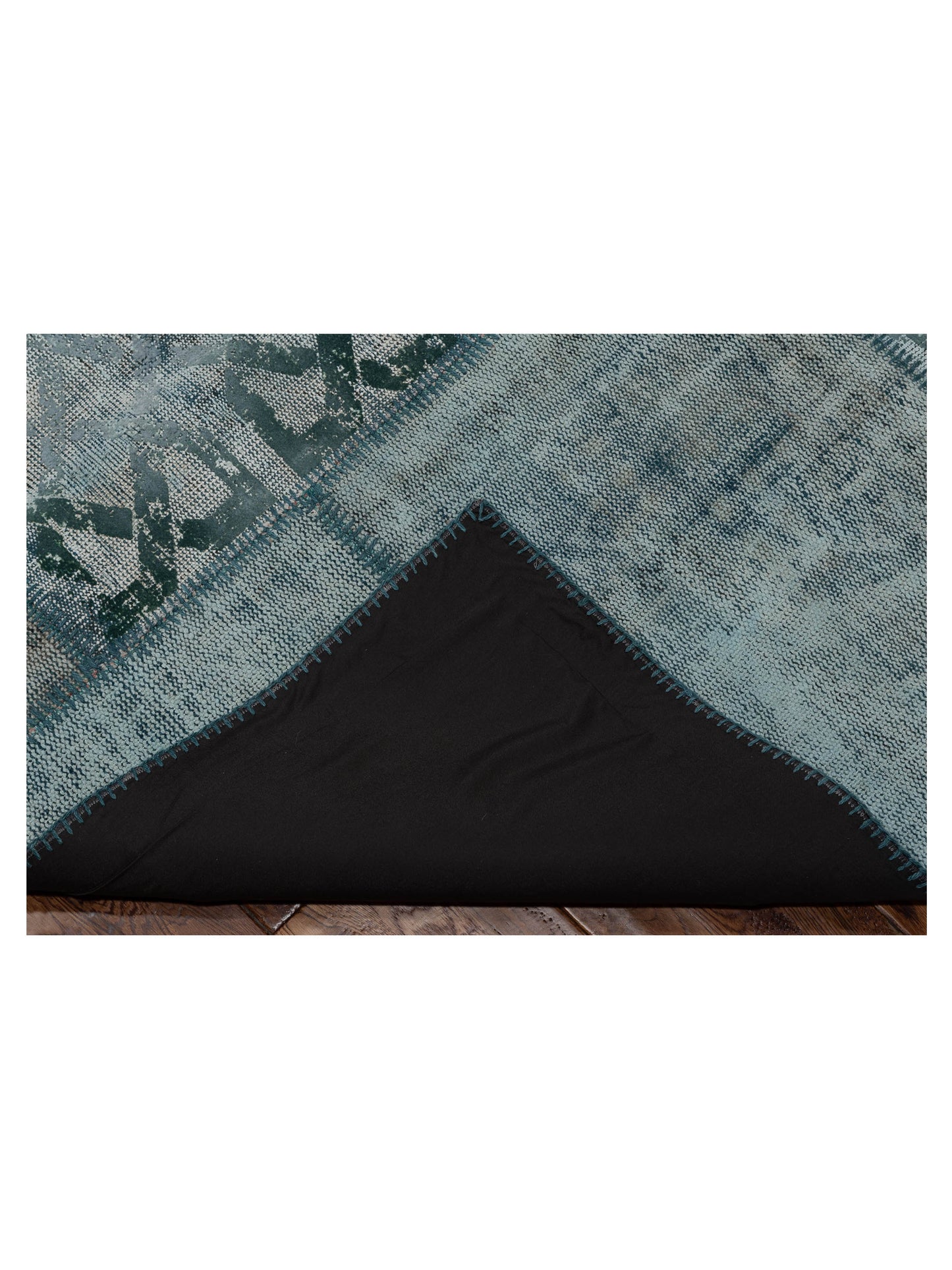 Turkish Vestige Patchwork 142786 Green 8.3x9.1 Hand Knotted Rug