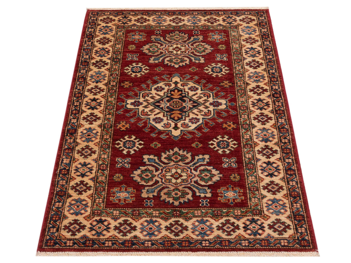 Artisan Kazak 148955 Red Ivory 2.8x4 Hand Knotted Rug
