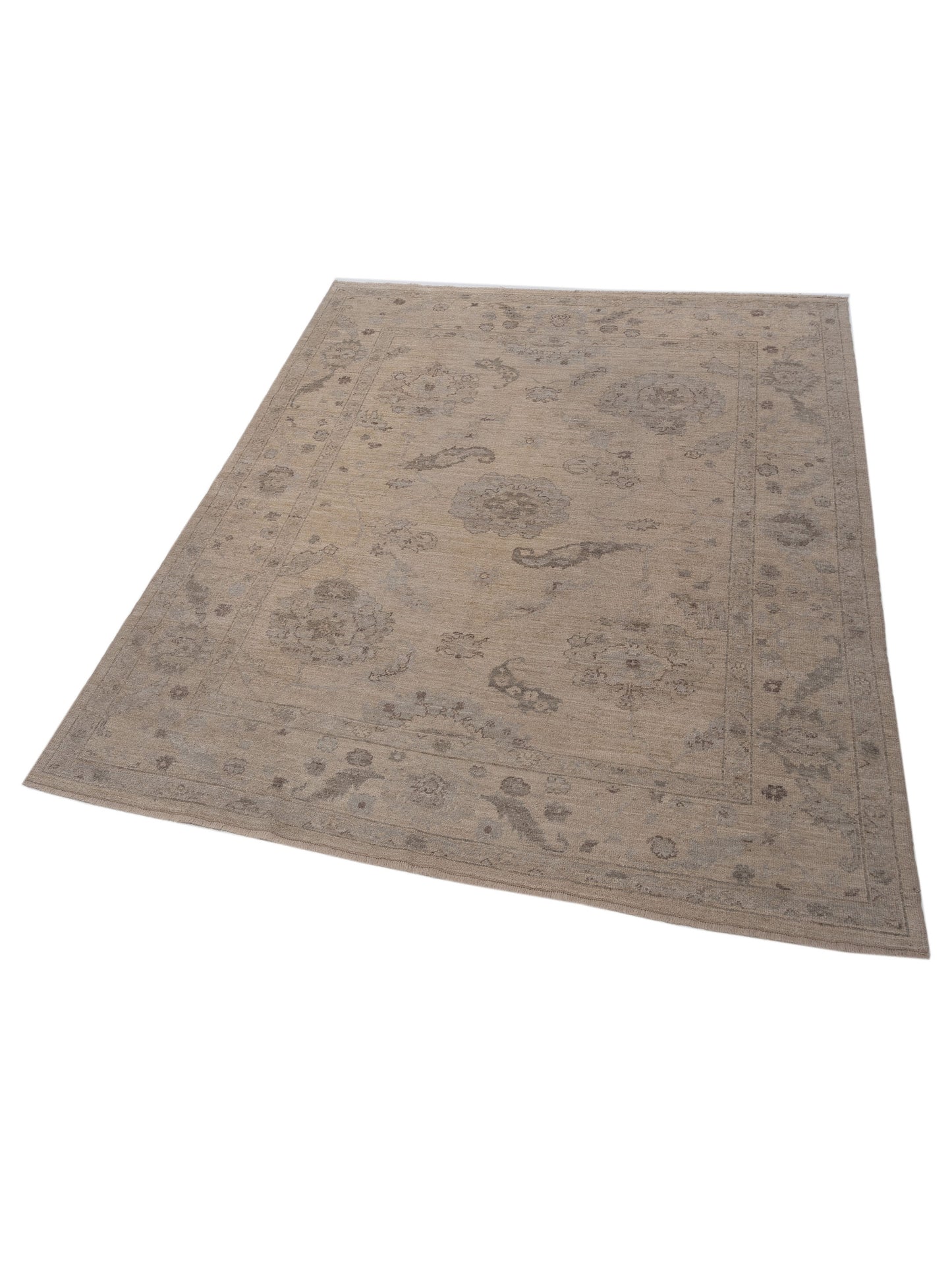 Angora Oushak 125222 Ivory Ivory 7.9x9.3 Hand Knotted Rug