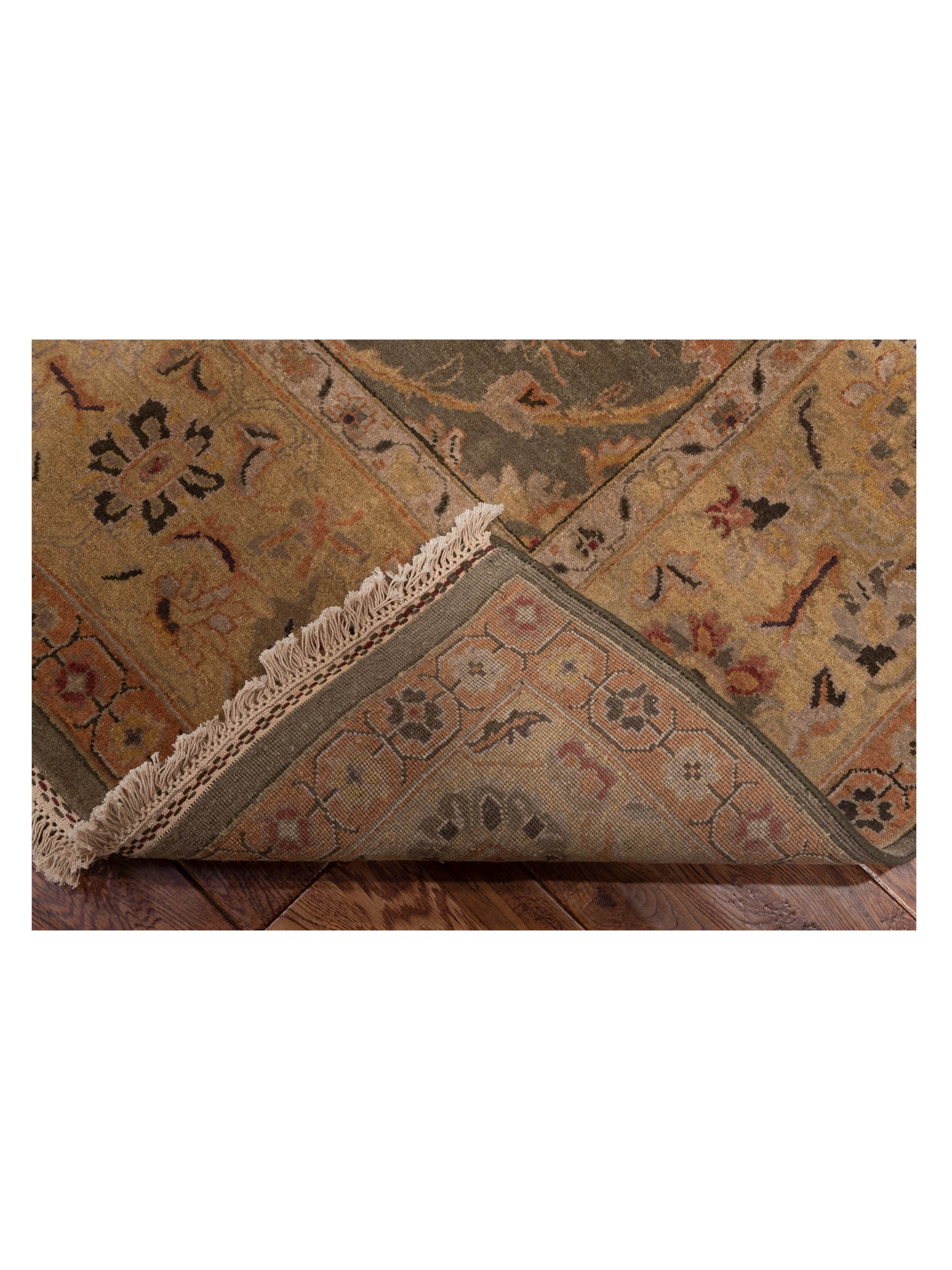 Crown 82692 Silver Green Gold 8.2x10.1 Hand Knotted Rug