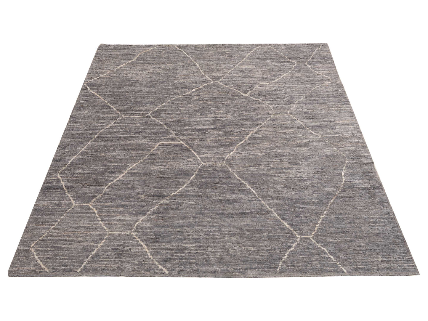Berber Efes Gray Ivory 8x10.5 Hand Knotted Rug