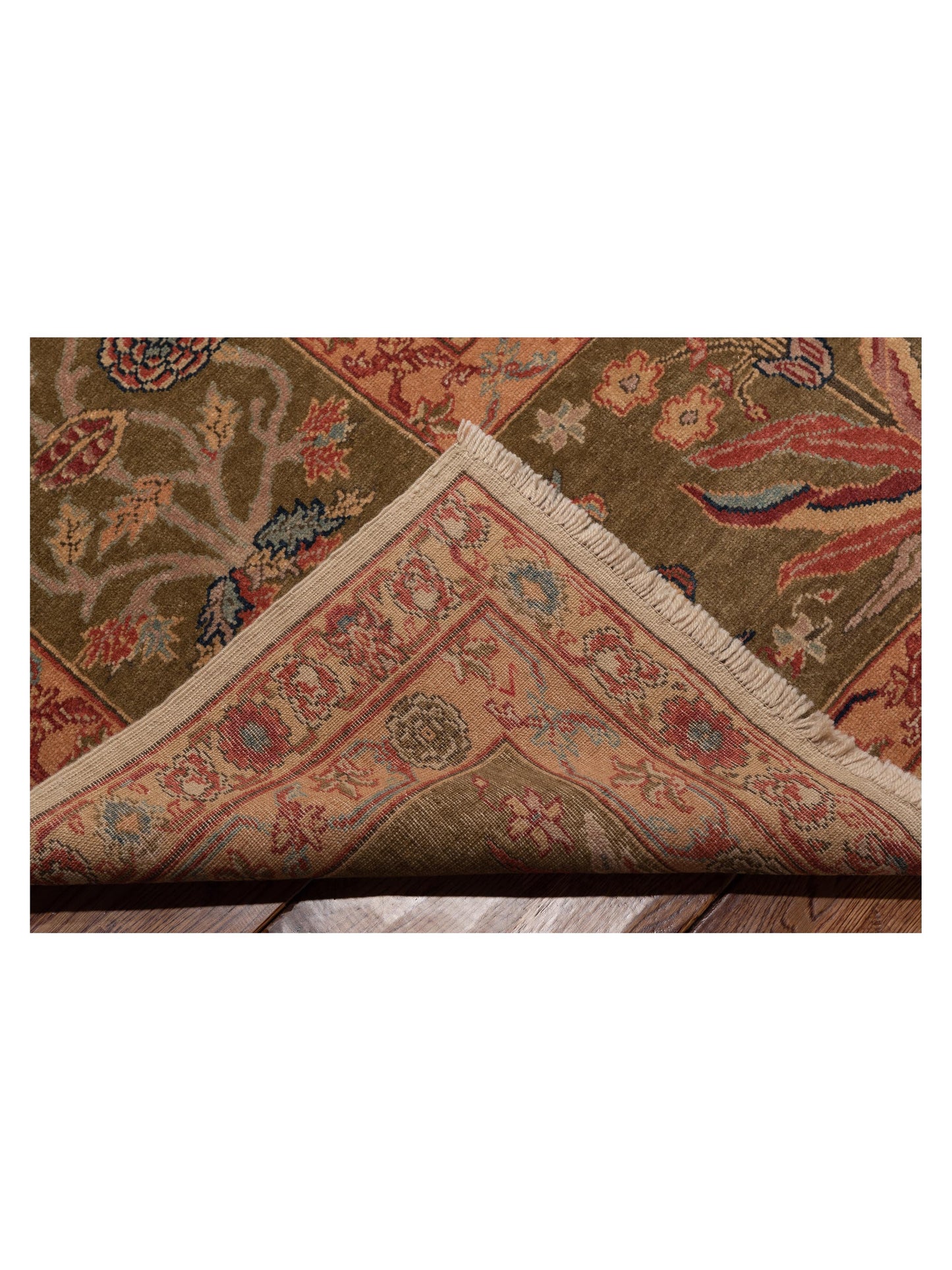 Antique Loom 107926 Ivory Olive 12.5x17.7 Hand Knotted Rug