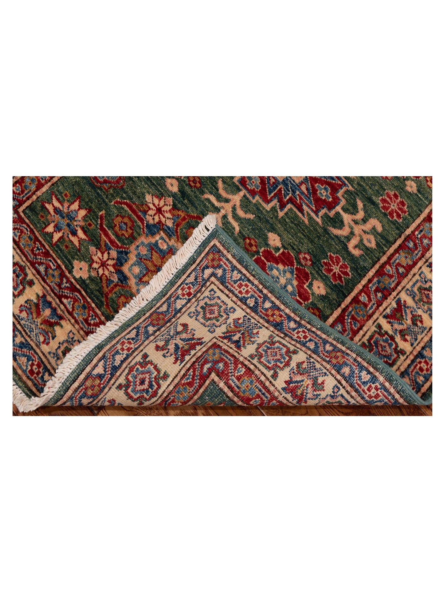 Artisan Kazak 148745 Green Ivory 2.11x3.11 Hand Knotted Rug