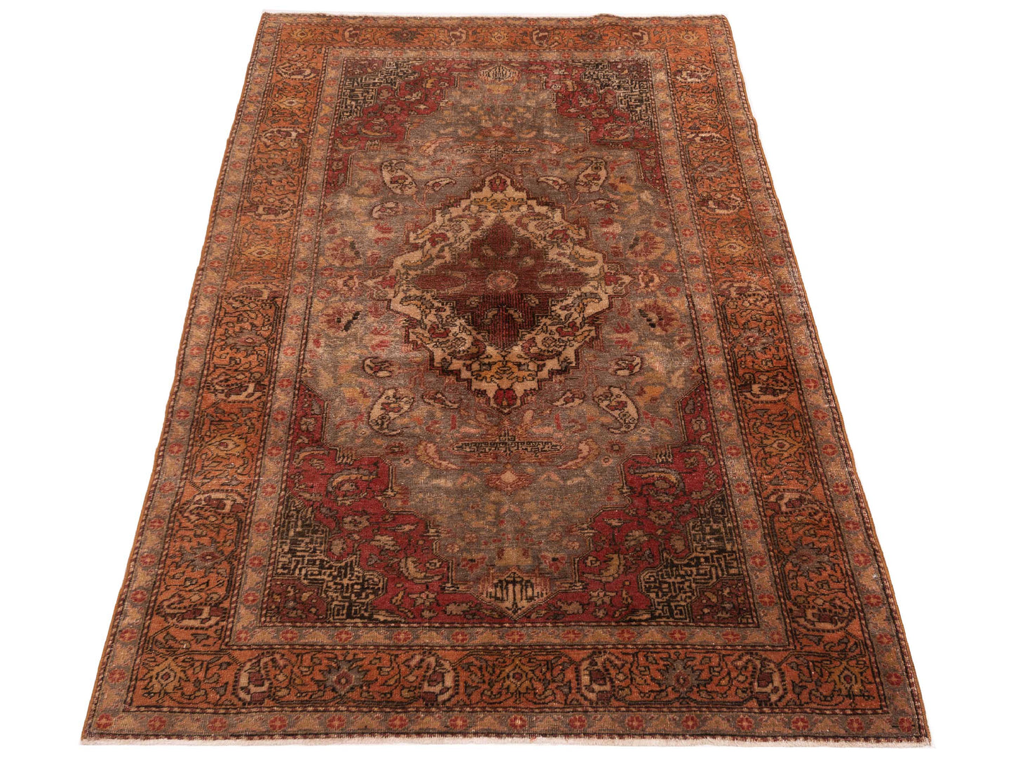 Persian 147649 Brown Orange 4.9x7.8 Hand Knotted Rug