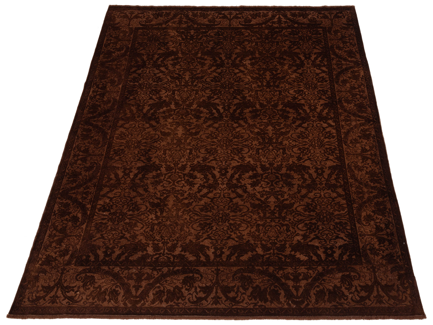 Vintage 105249 Dark Brown 8.3x10.1 Hand Knotted Rug