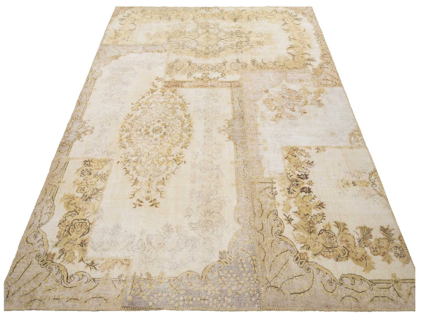 Turkish Vestige Patchwork 146037 Light Green 9.1x12 Hand Knotted Rug