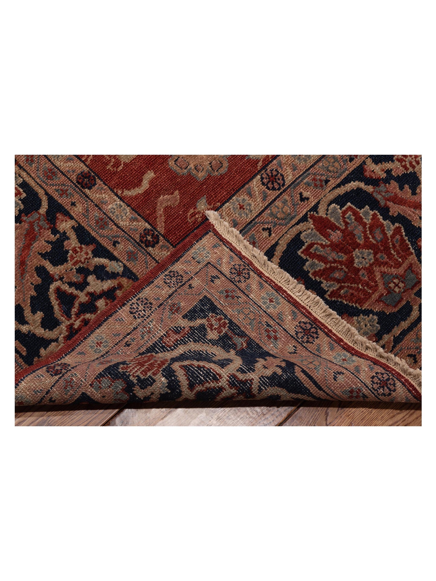 Turkish Elvan 76015 Red Navy 8.11x14.5 Hand Knotted Rug