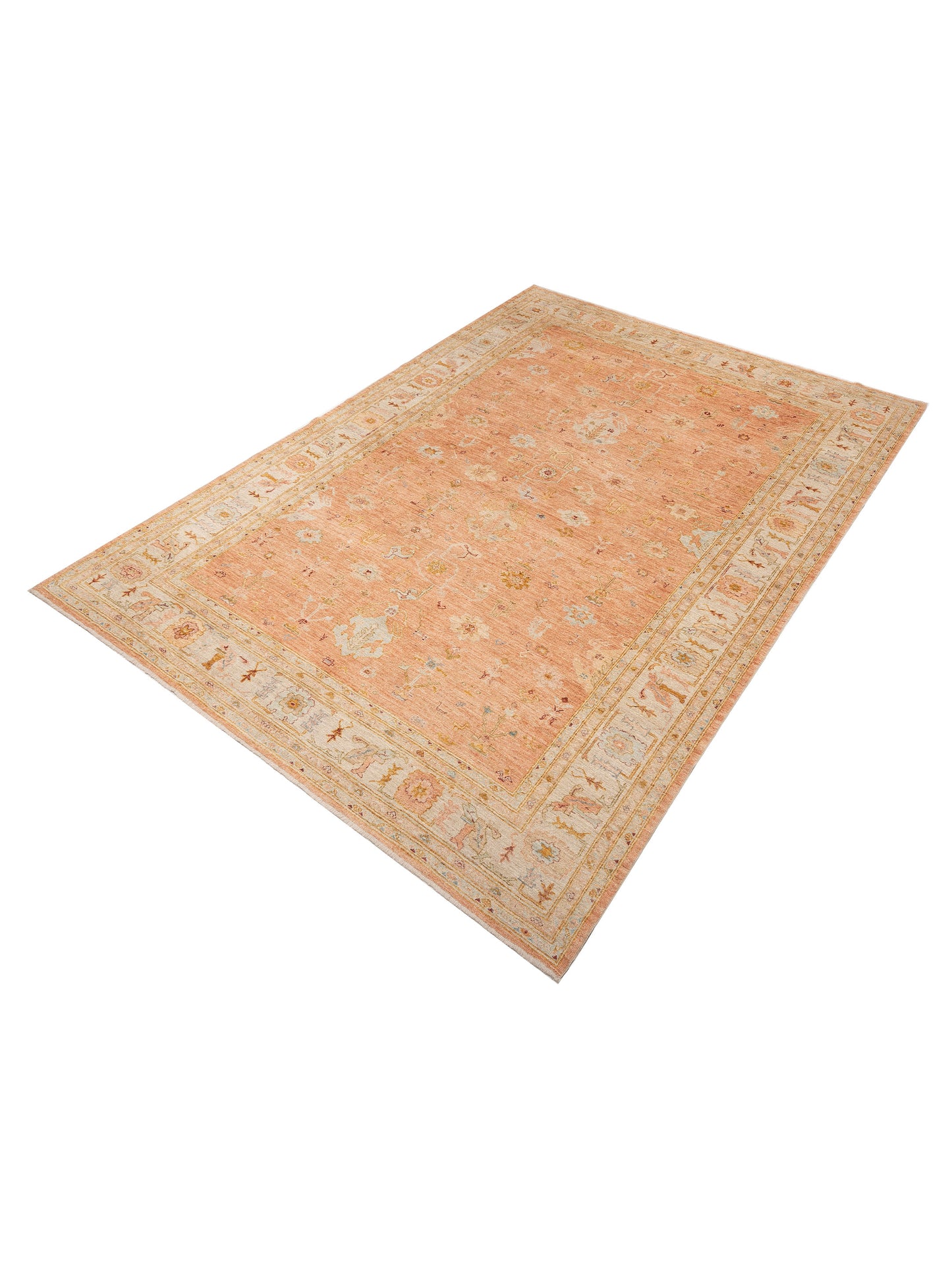 Angora Oushak 147097 Pink Ivory 12x17.4 Hand Knotted Rug
