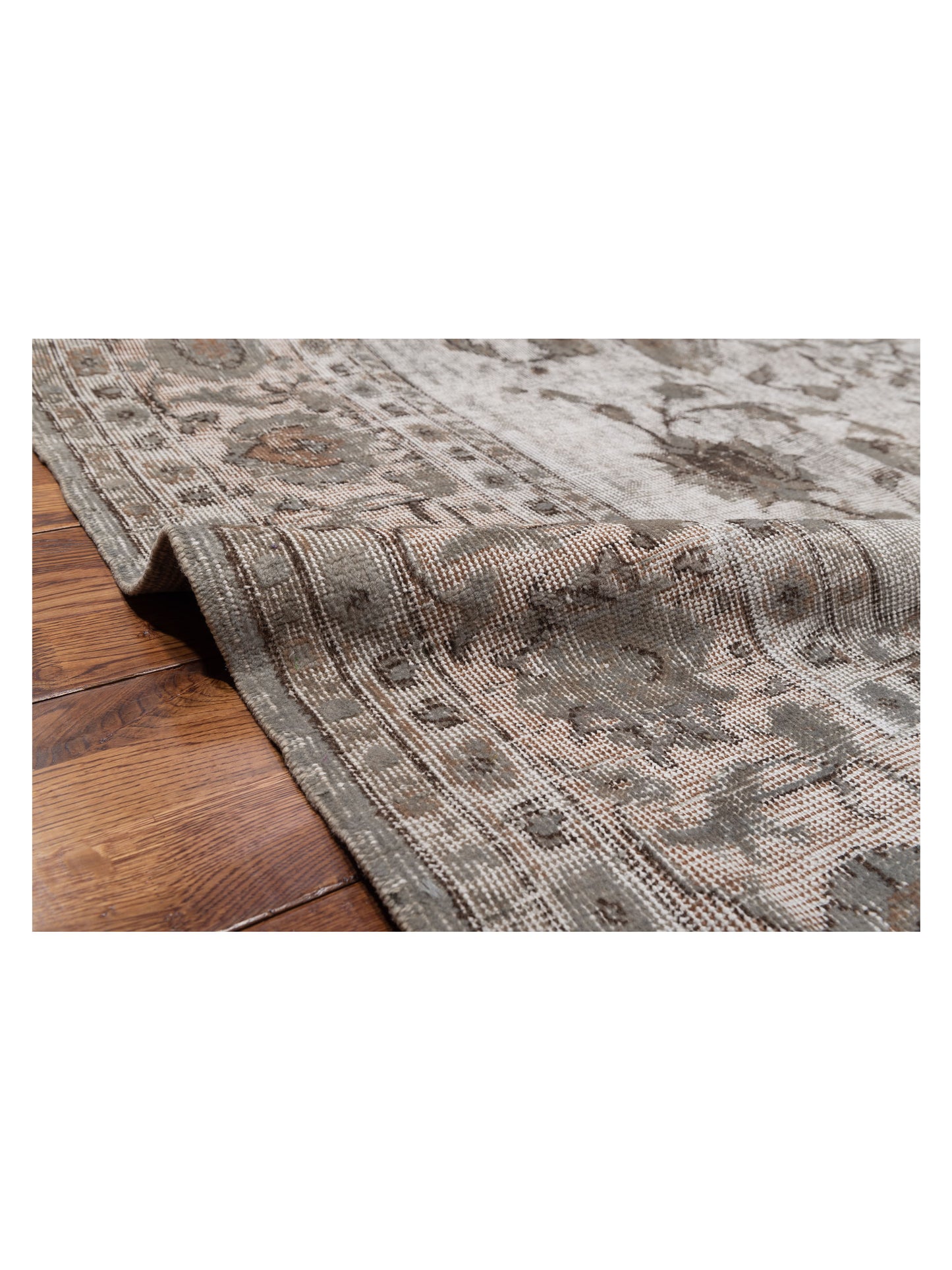 Vintage 124292 Light Gray 8.1x11.1 Hand Knotted Rug