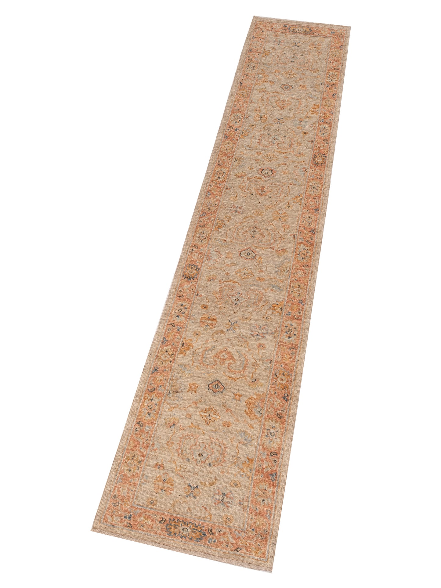 Angora Oushak 149610 Ivory Rust 2.6x13.8 Hand Knotted Rug