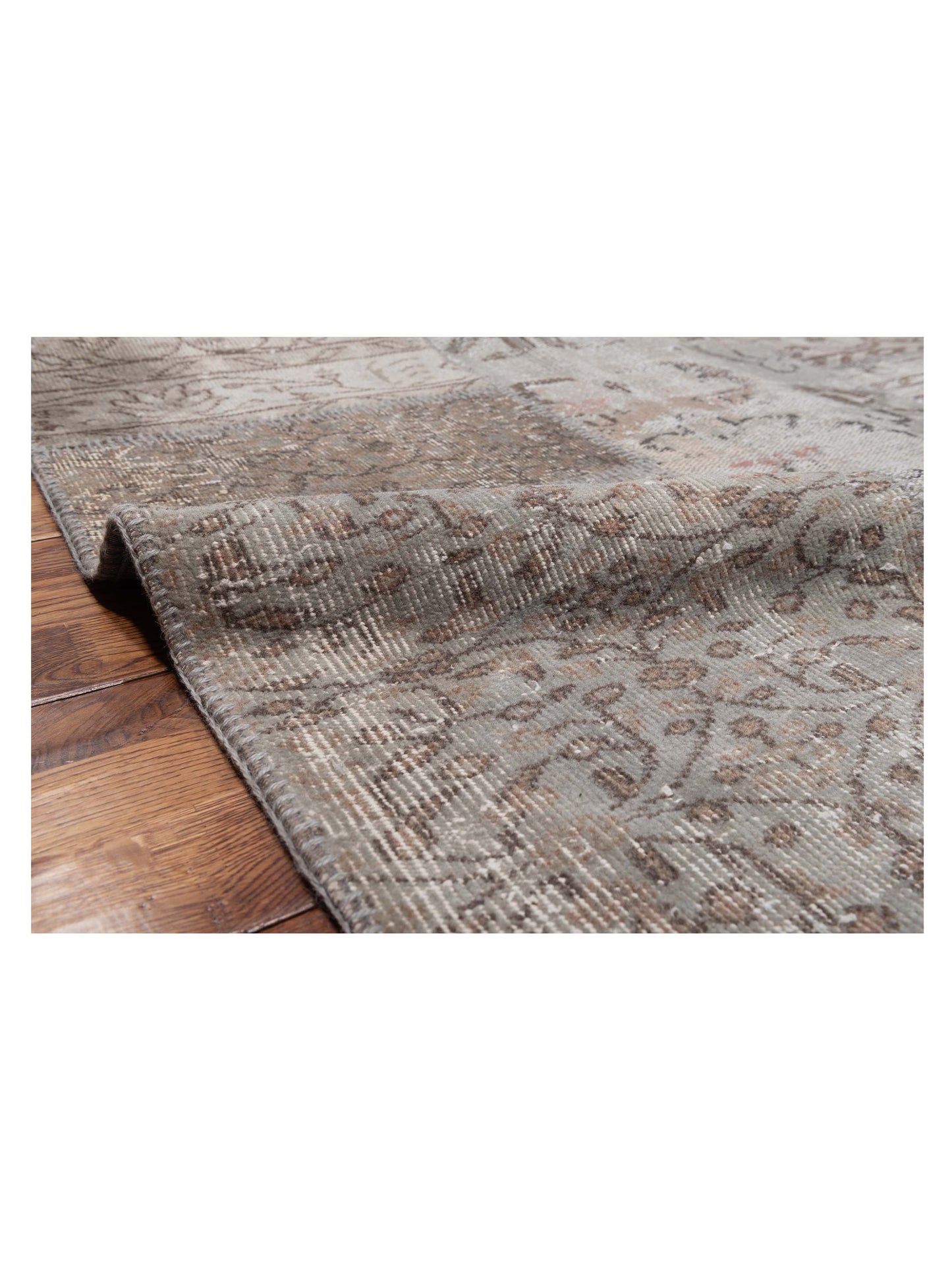 Turkish Vestige Patchwork 114903 Light Gray 8.2x9.10 Hand Knotted Rug