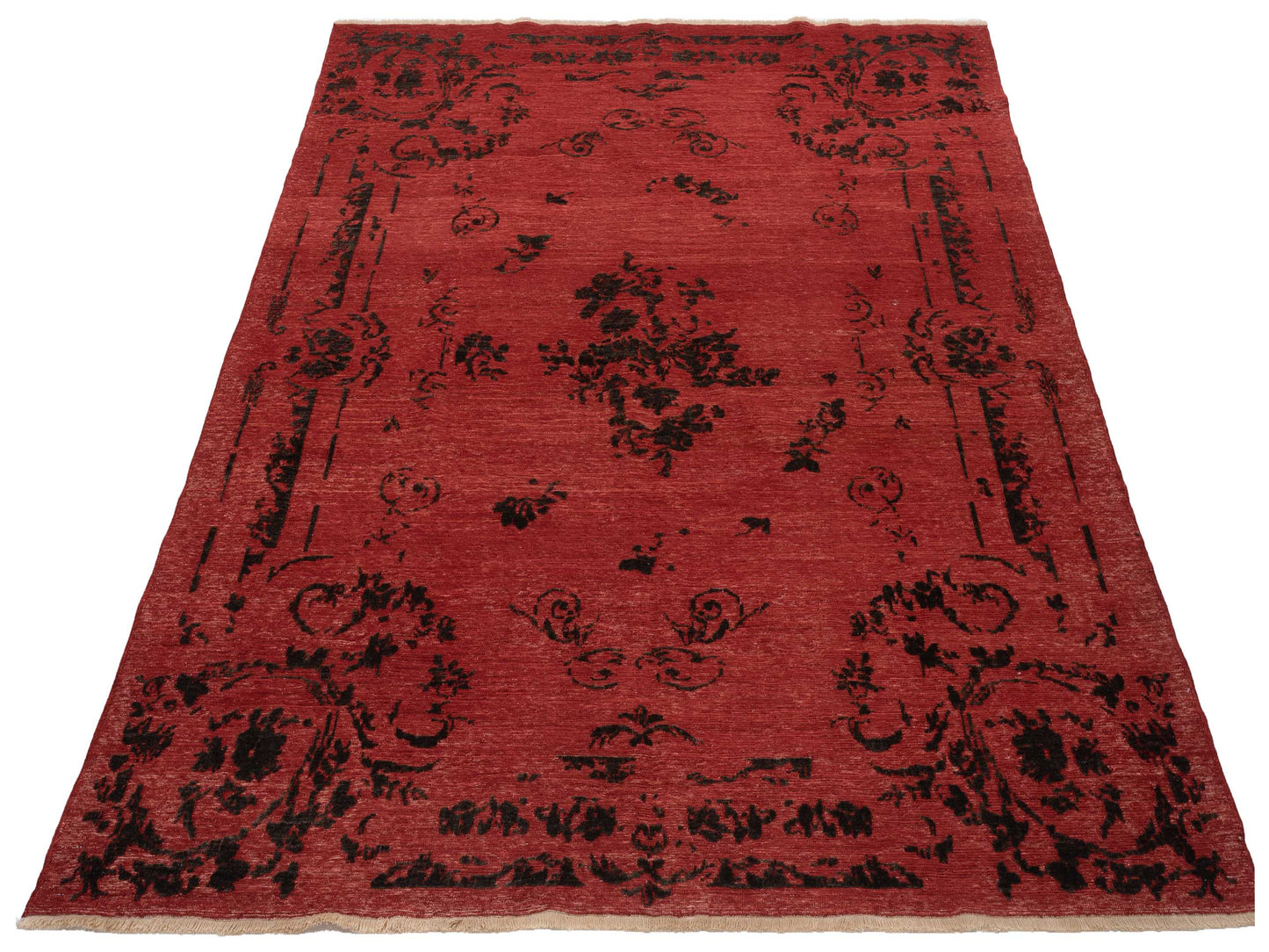 Defne Clove Red Charcoal 7.10x9.4 Hand Knotted Rug