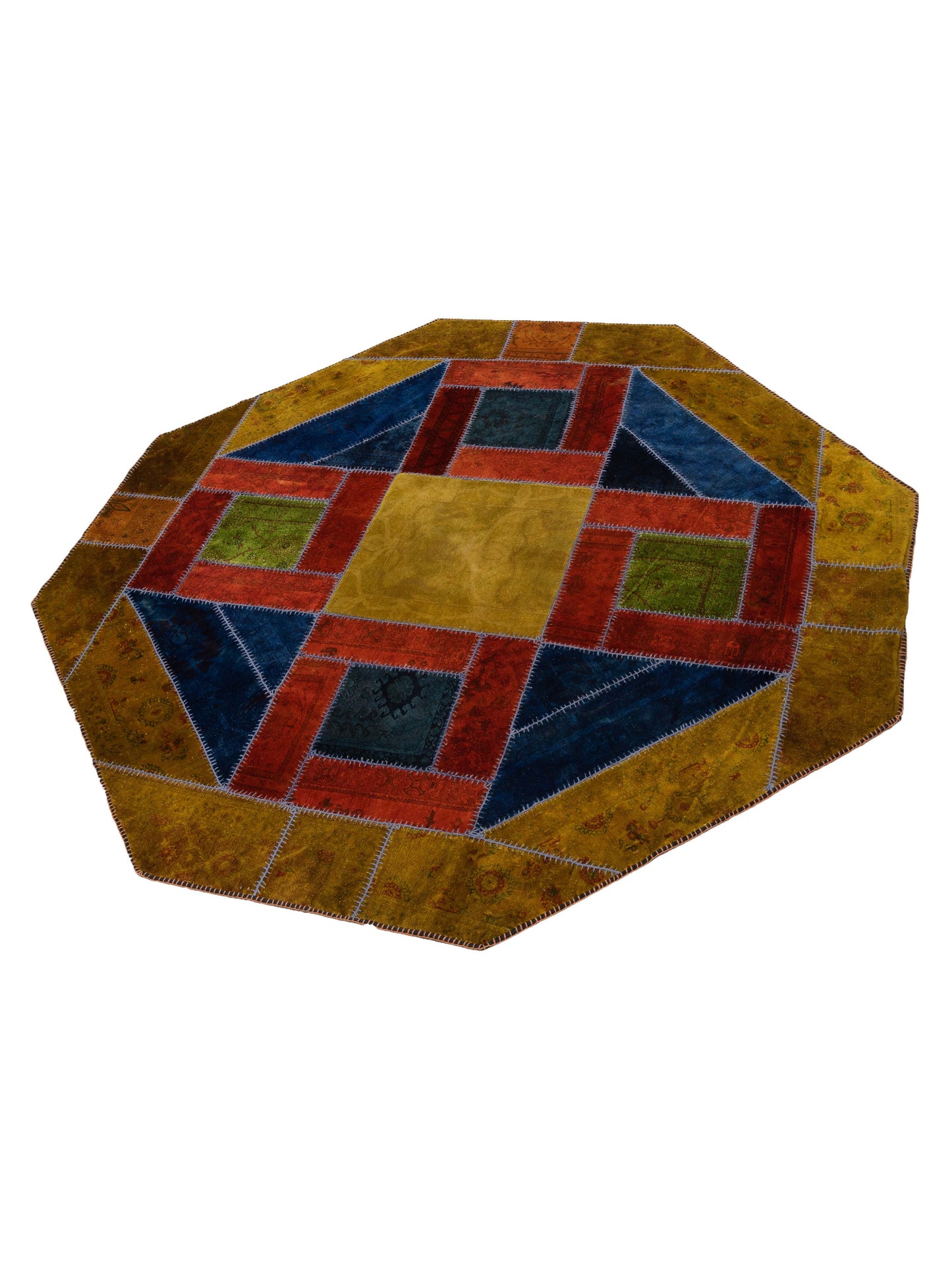 Turkish Vestige Patchwork 108491 Multi 10.8x10.8 Hand Knotted Rug