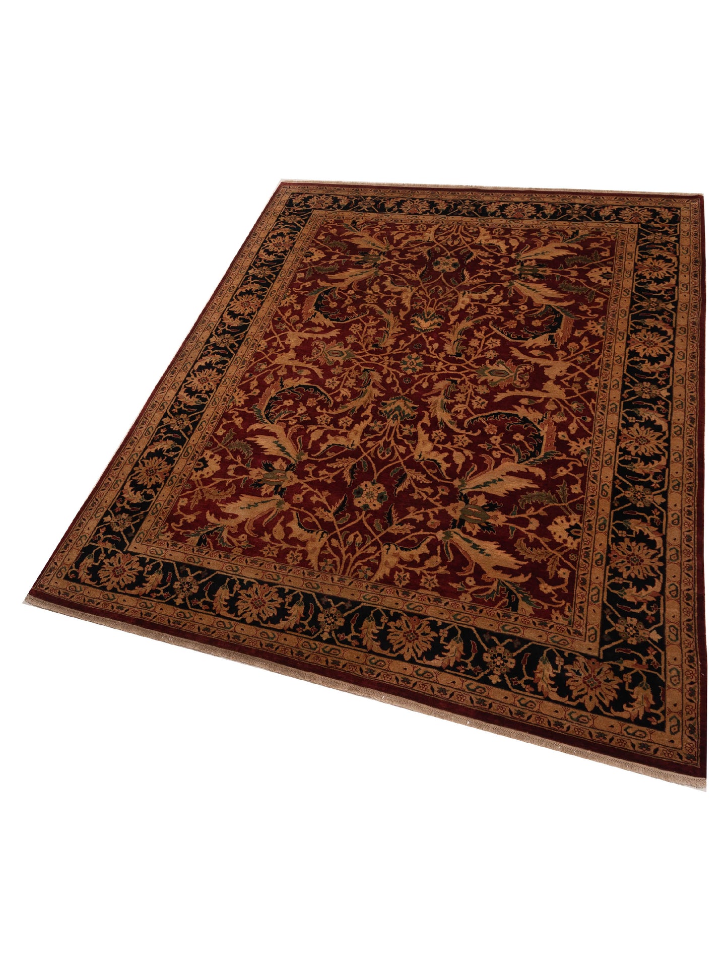 Crown 83586 Red Black 9x12 Hand Knotted Rug