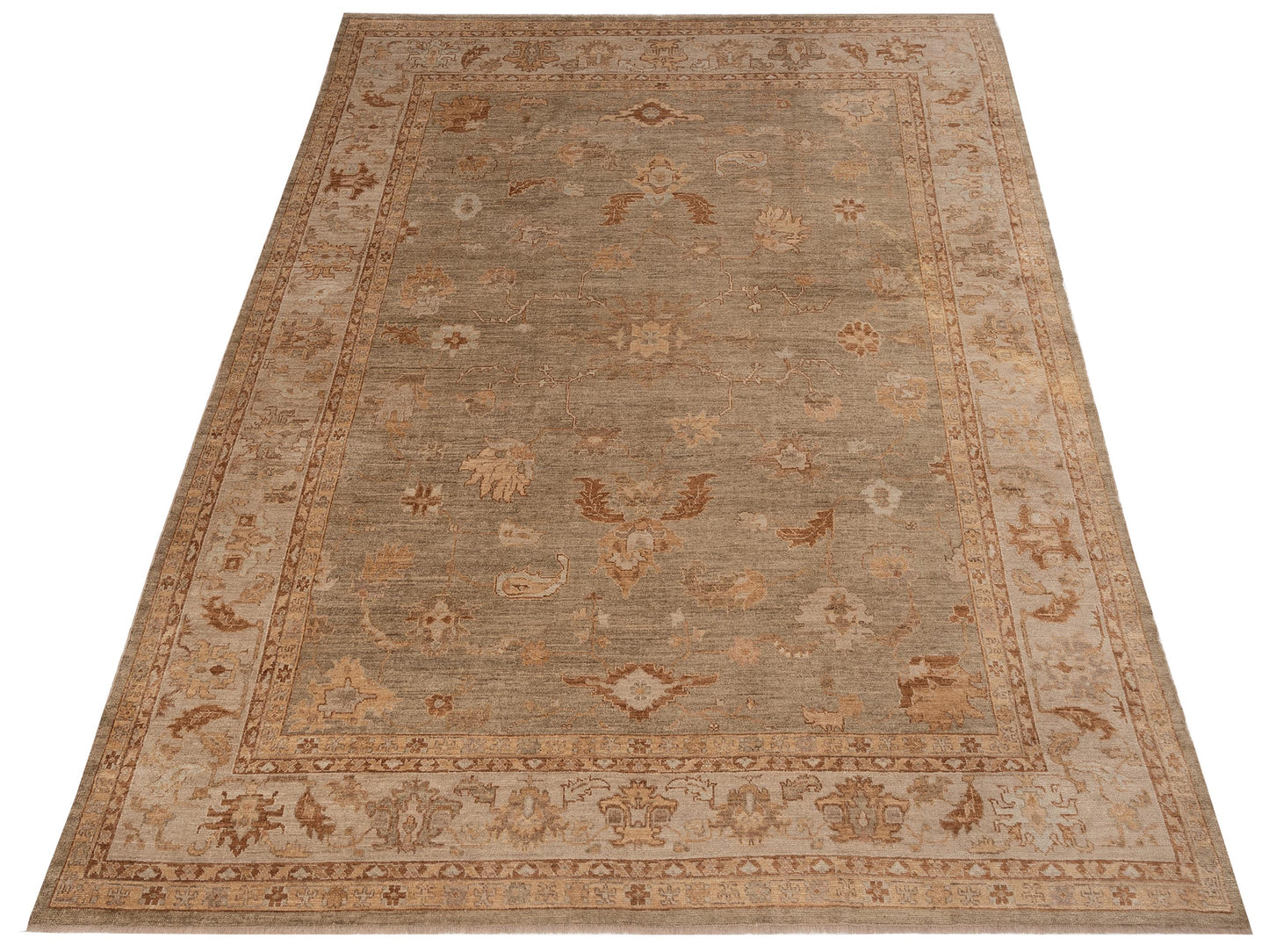 Angora Oushak 109622 Green Silver 11.10x15.9 Hand Knotted Rug