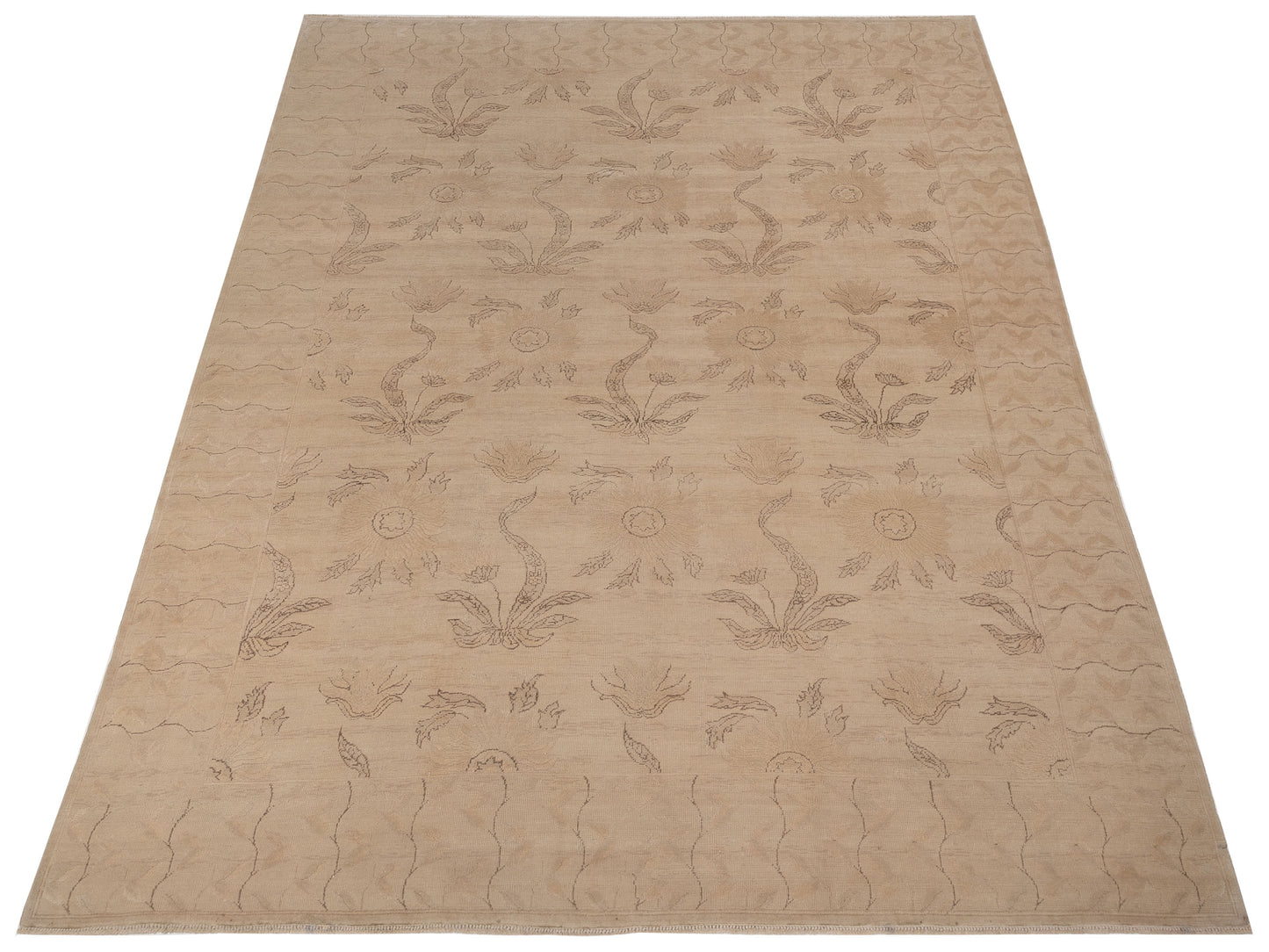 Vintage 114981 Ivory 9.1x12.8 Hand Knotted Rug