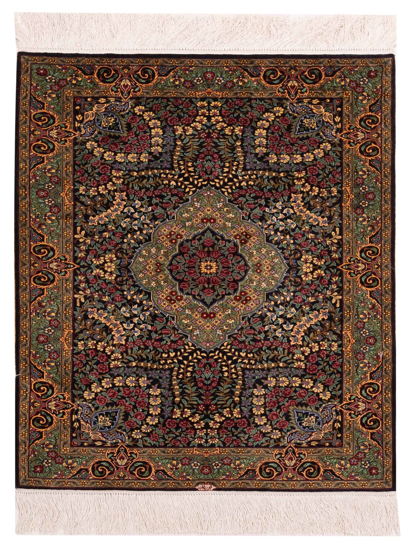 Pasha Pure Silk  Black Green Traditional