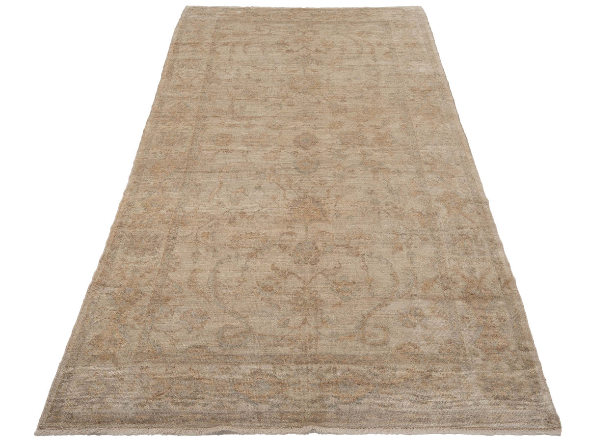 Angora Oushak 109038 Beige Beige 6.4x12.2 Hand Knotted Rug