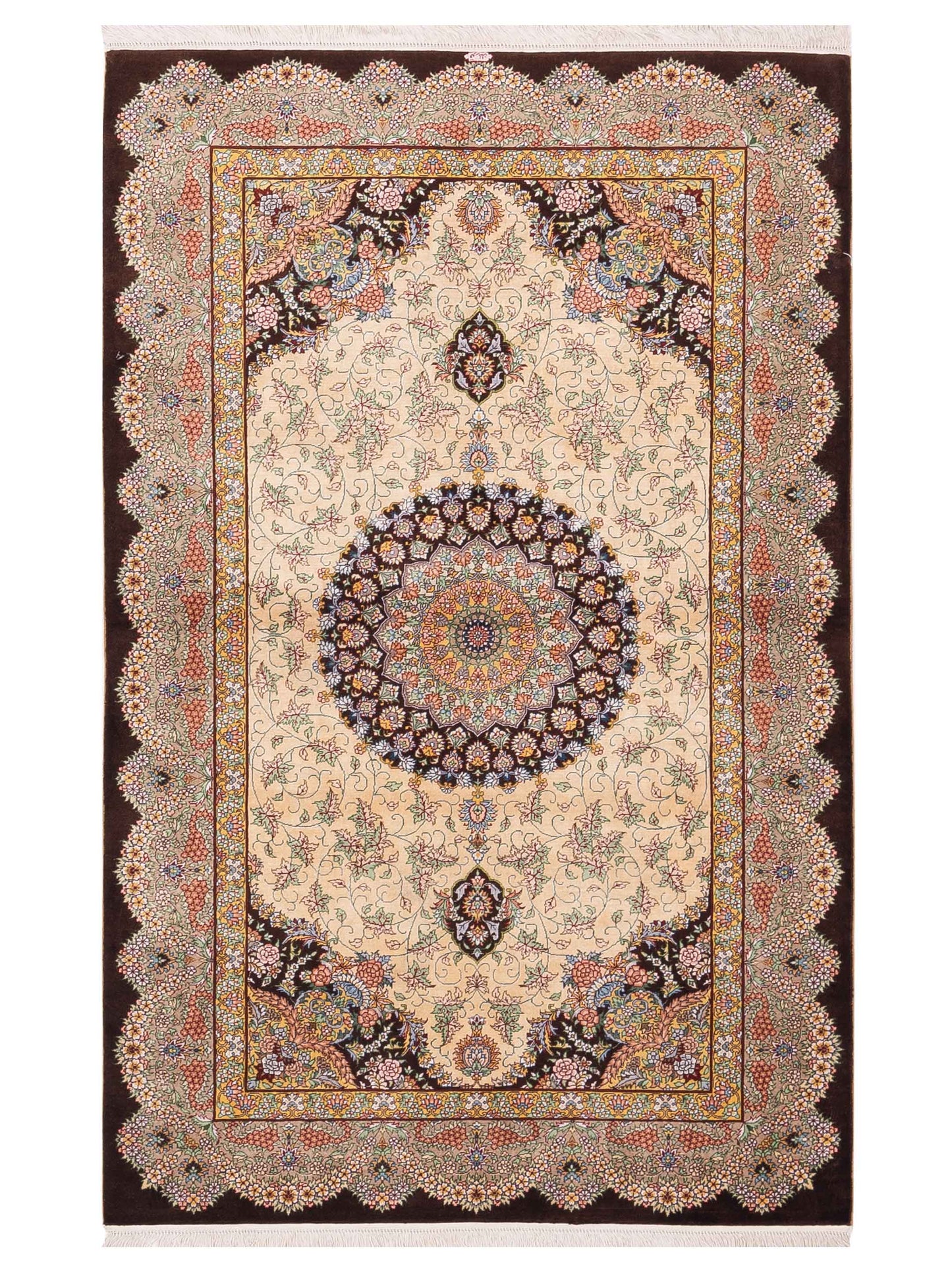 Pasha Pure Silk  Beige Brown Traditional