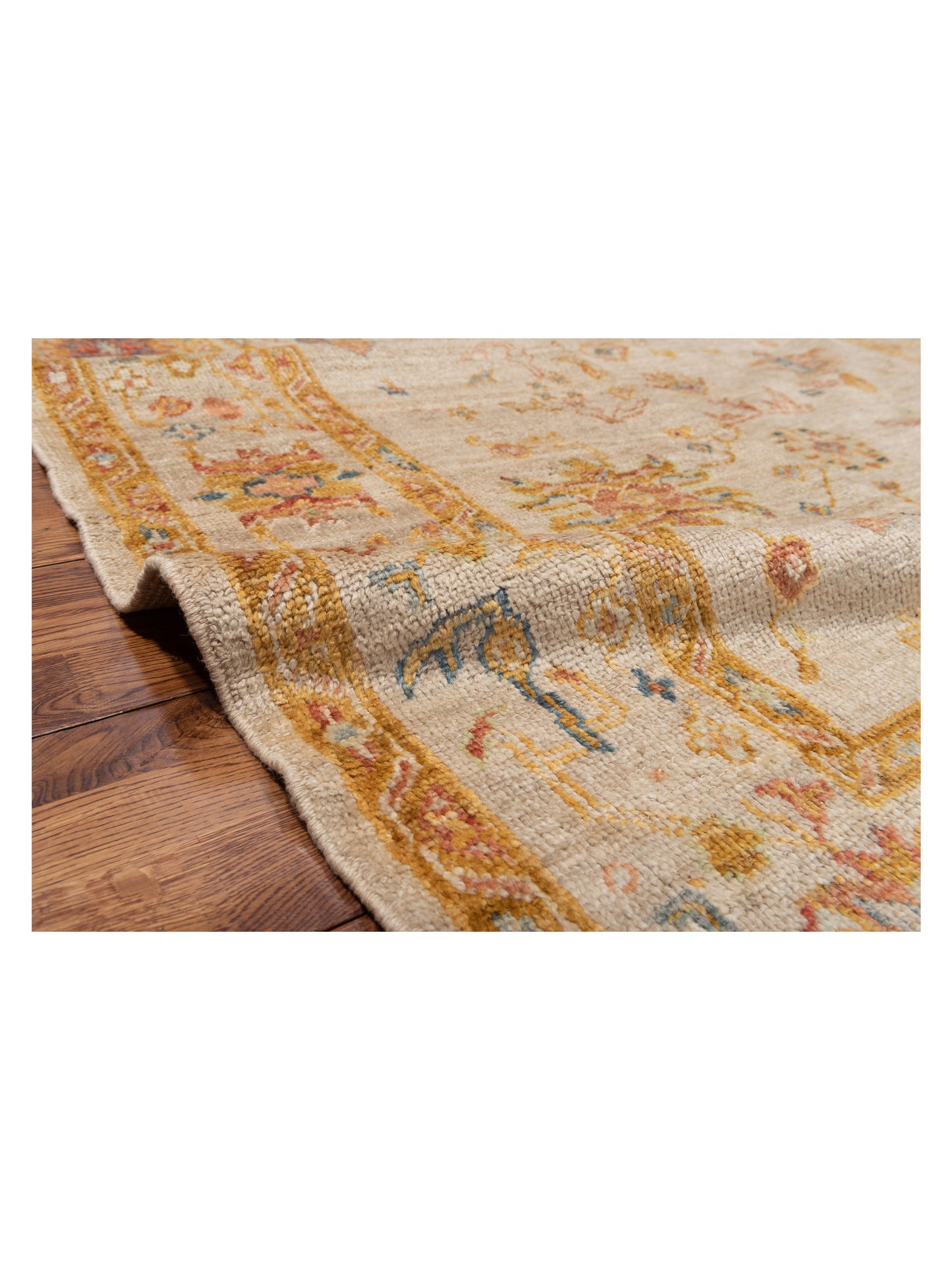 Angora Oushak 133079 Ivory Silver 6.4x13.11 Hand Knotted Rug