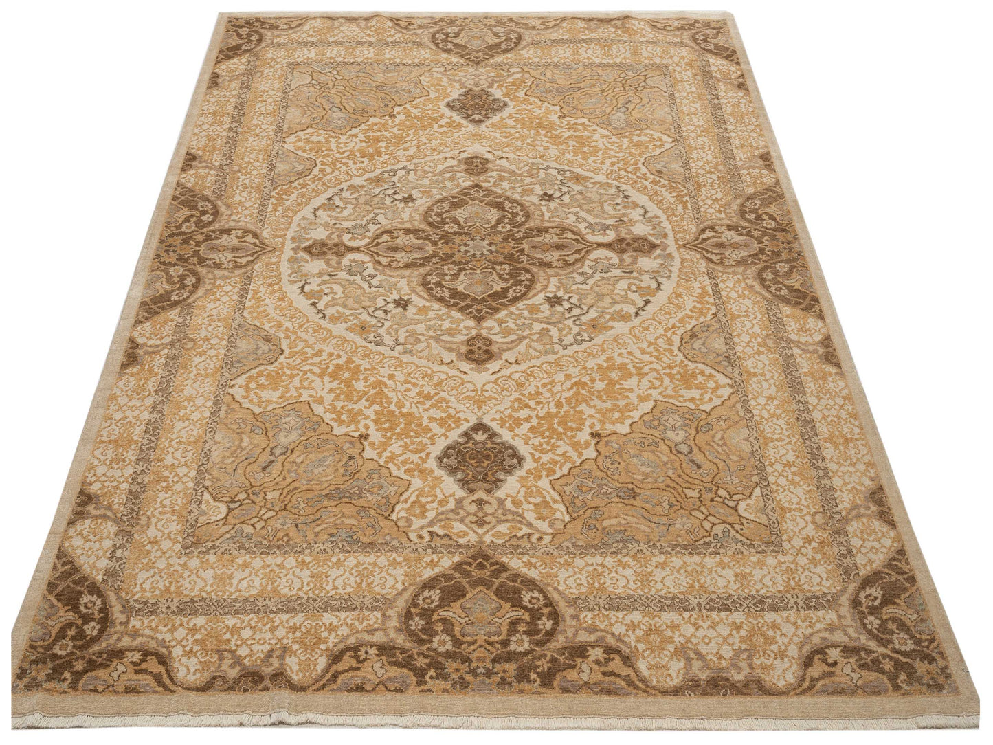 Defne 141296 Ivory Gold 8.4x9.6 Hand Knotted Rug