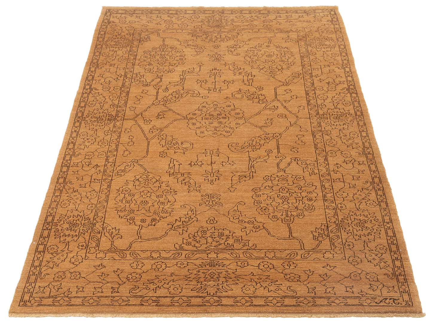 Defne Ruby Camel Brown 6.2x8.11 Hand Knotted Rug