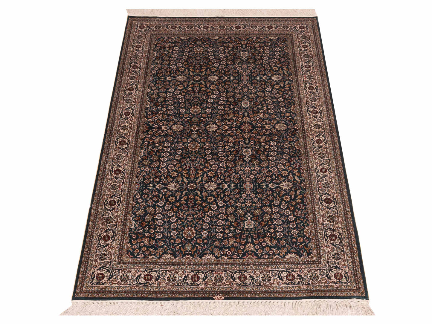 Pure Silk 120736 Green Ivory 3.1x5.1 Hand Knotted Rug