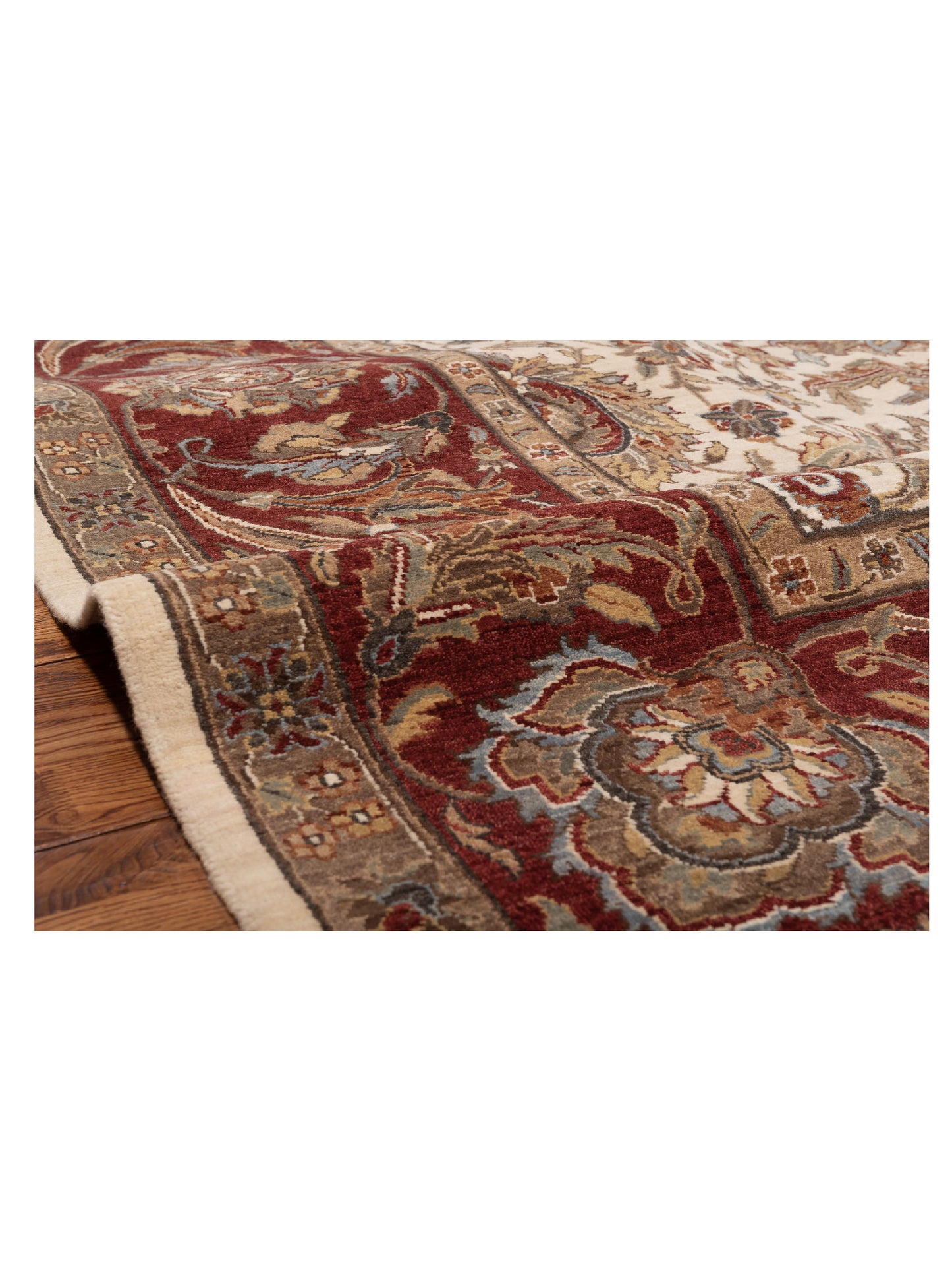 Crown 146921 Ivory Burgundy 9.1x12.2 Hand Knotted Rug