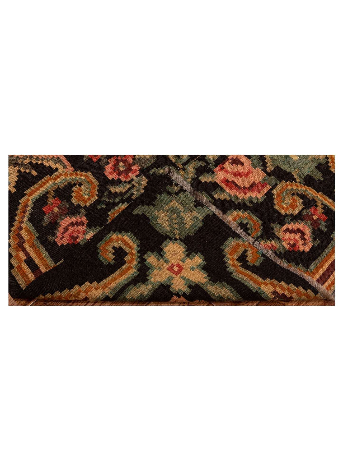 Old Basserabian Kilim 73707 Black Green 5.10x9.5 Hand Woven Rug