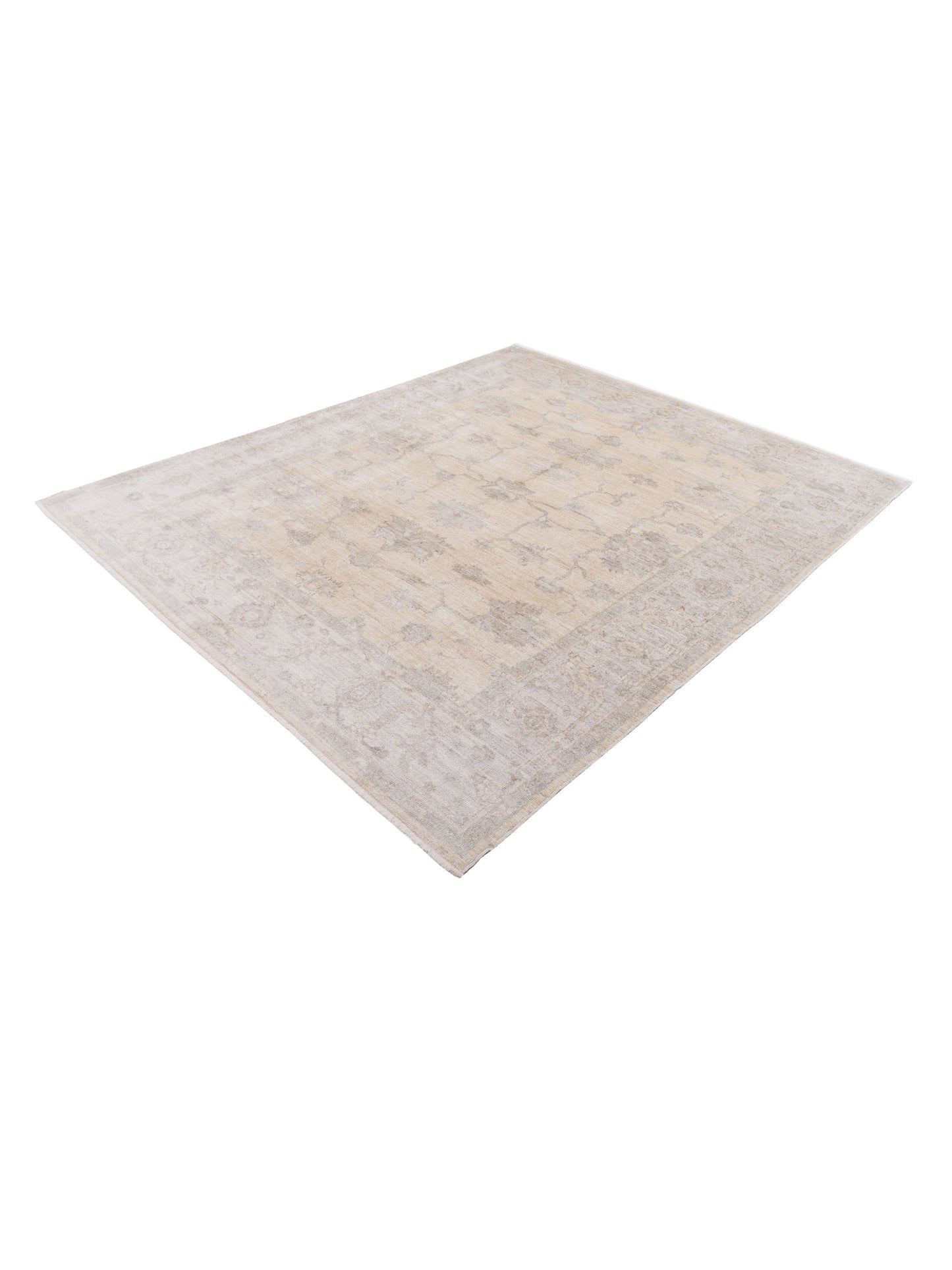 Angora Oushak 130117 Ivory Light Gray 8.3x9.9 Hand Knotted Rug