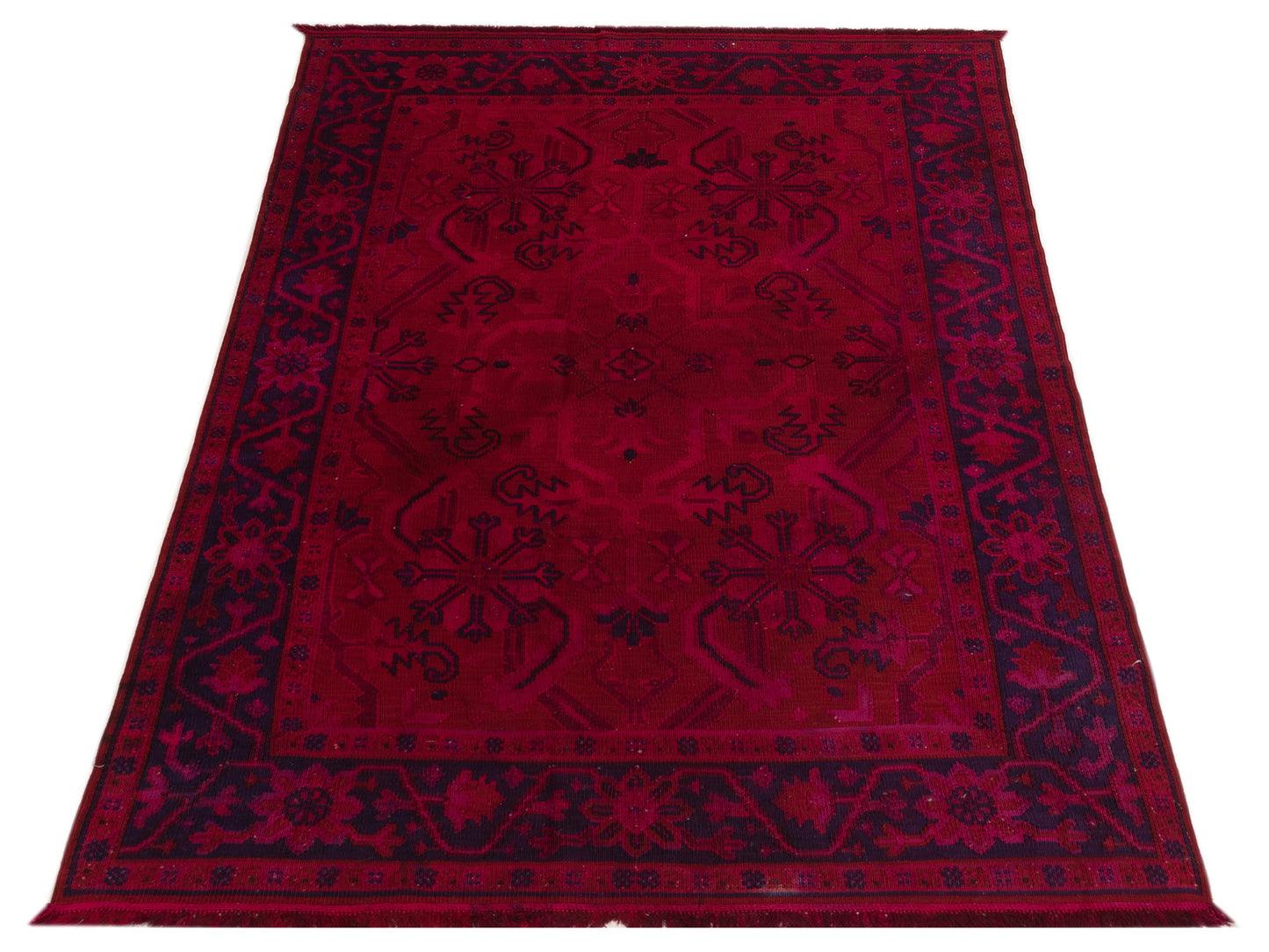 Vintage 108943 Pink Charcoal 5.7x8.4 Hand Knotted Rug
