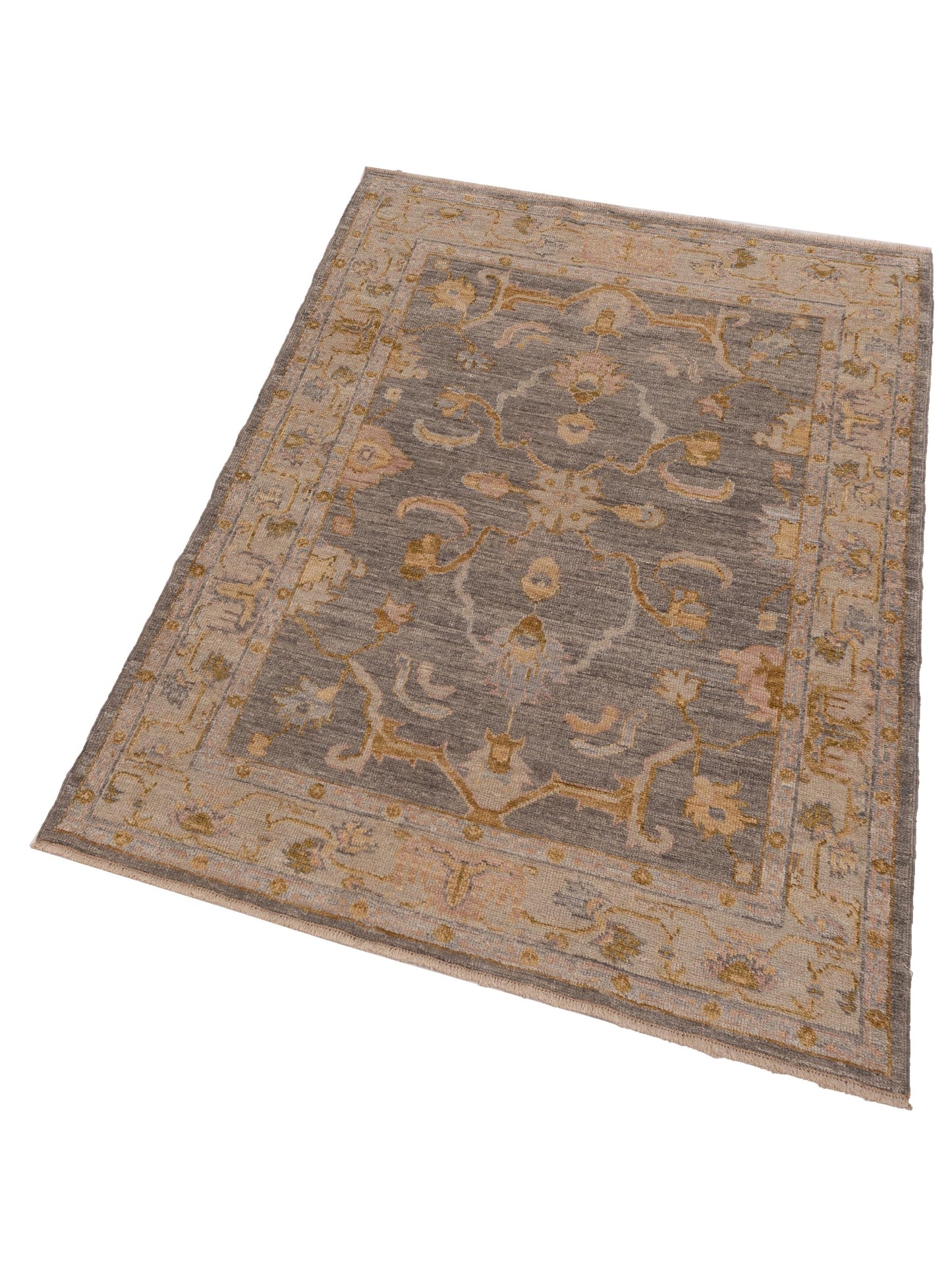Angora Oushak 150402 Gray Ivory 4.11x6.9 Hand Knotted Rug