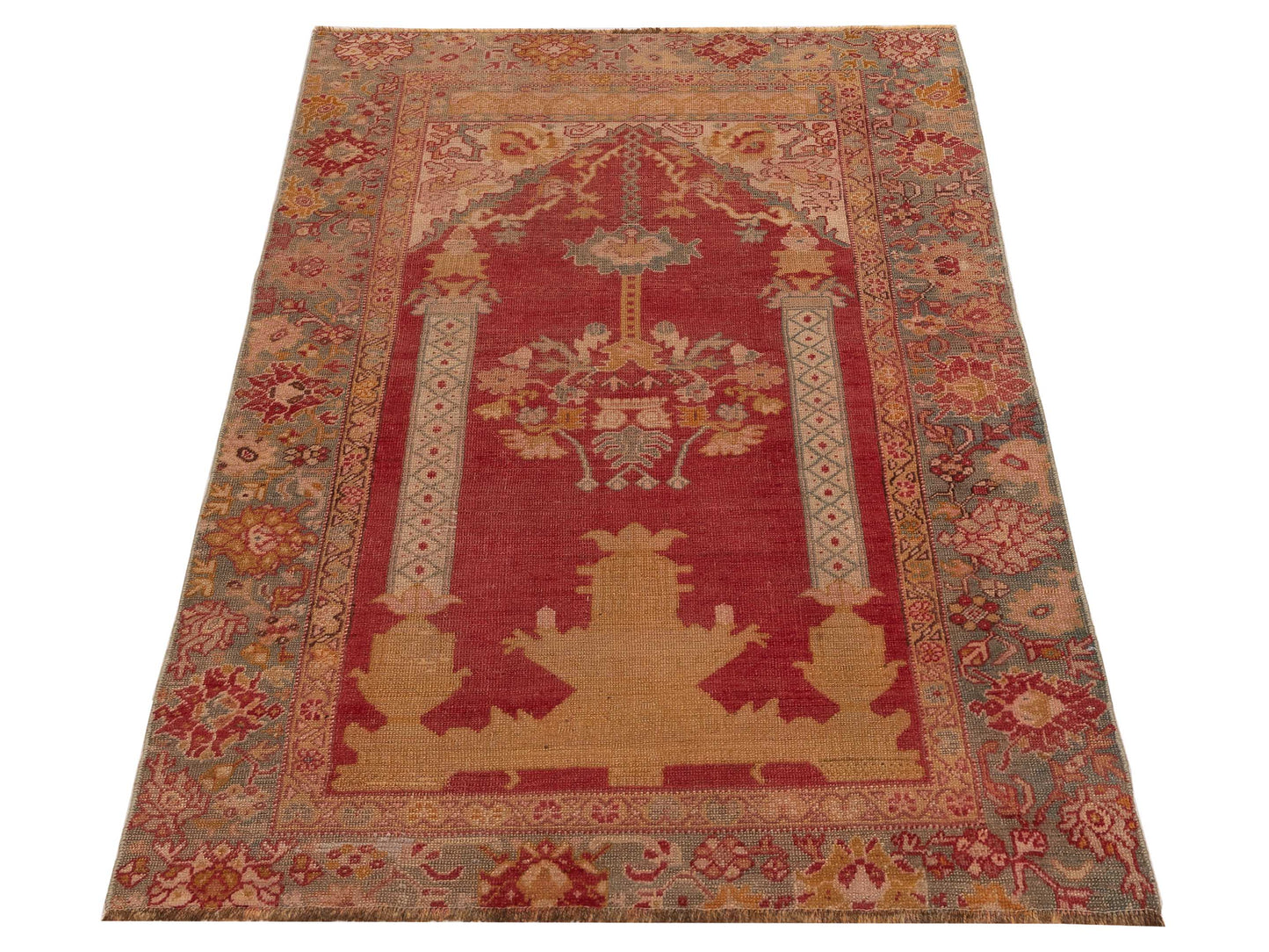 Old Anatolian 146700 Red Sage Green 3.10x5.10 Hand Knotted Rug
