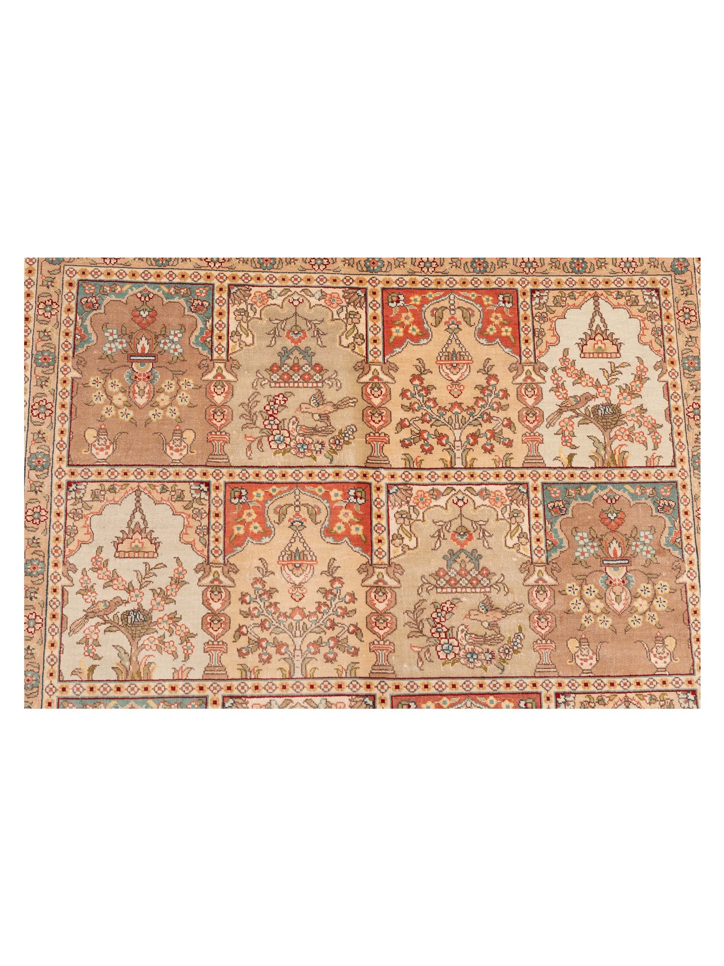 Pure Silk 118098 Beige Blue 4x5.11 Hand Knotted Rug