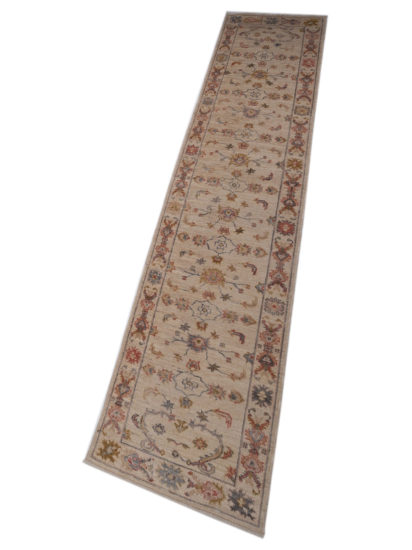 Angora Oushak 141221 Ivory Ivory 2.9x13.10 Hand Knotted Rug
