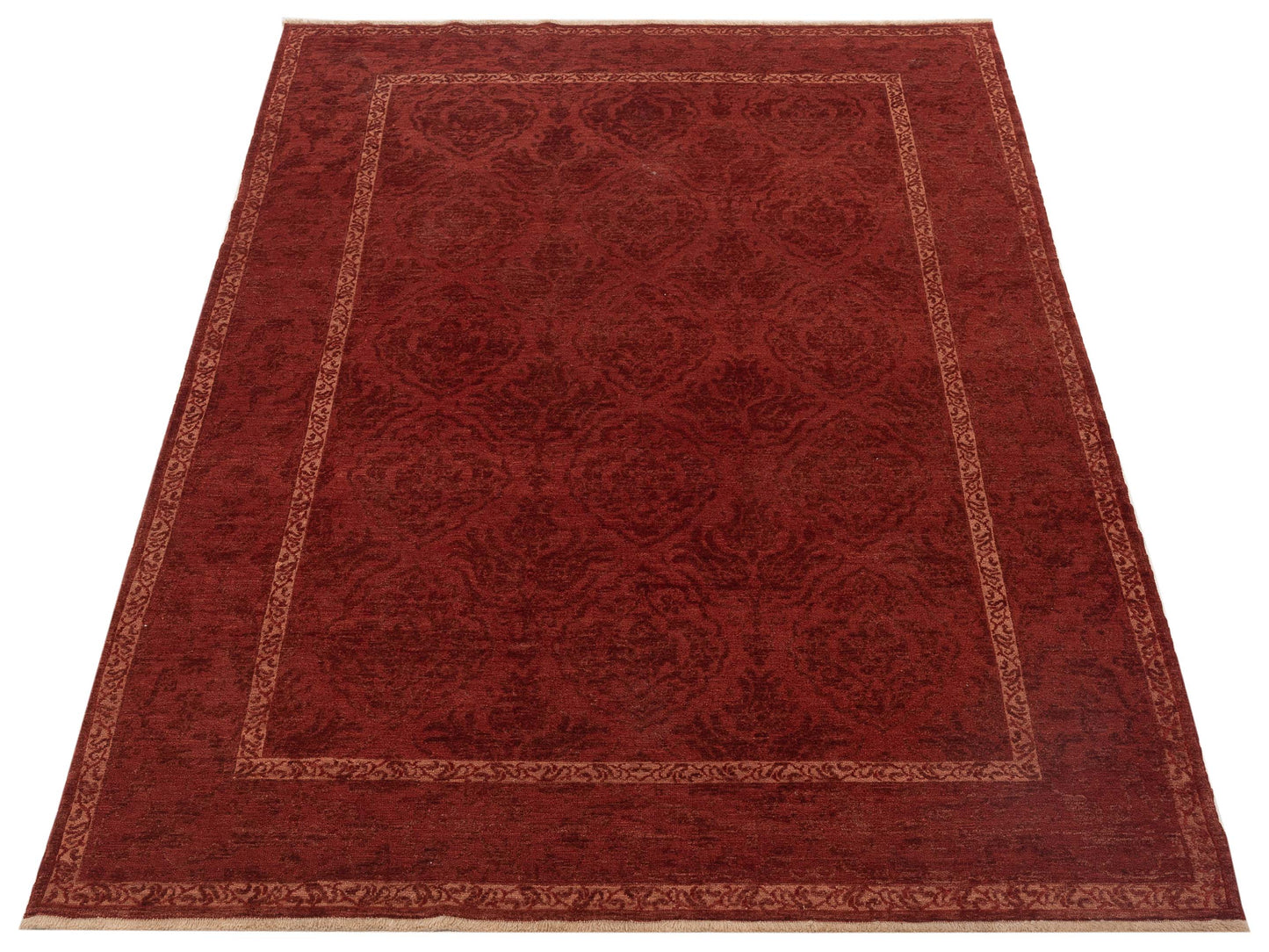 Defne Tulip Red Red 6.1x9 Hand Knotted Rug