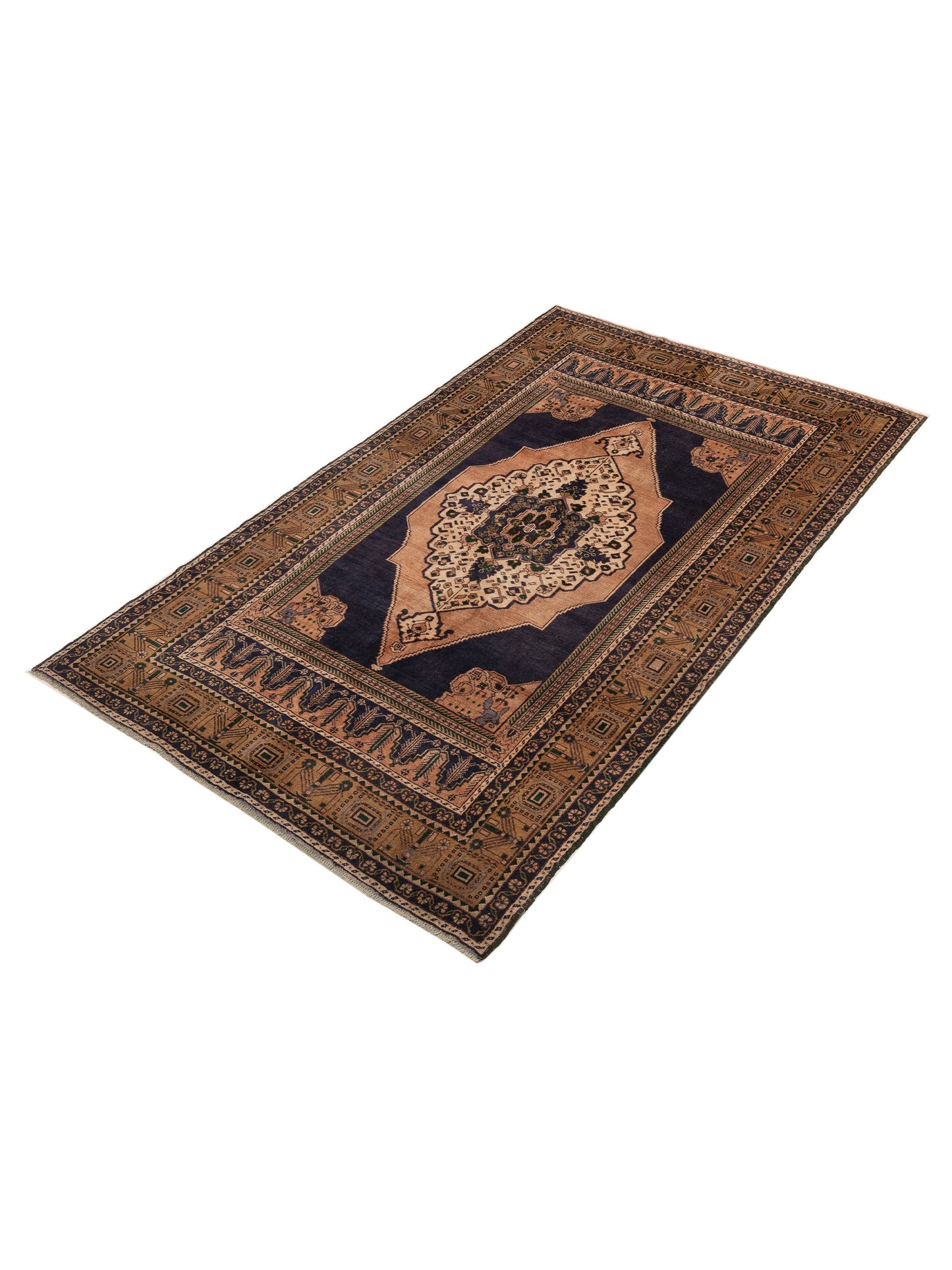 Old Anatolian 154122 Blue Brown 5.10x9.10 Hand Knotted Rug