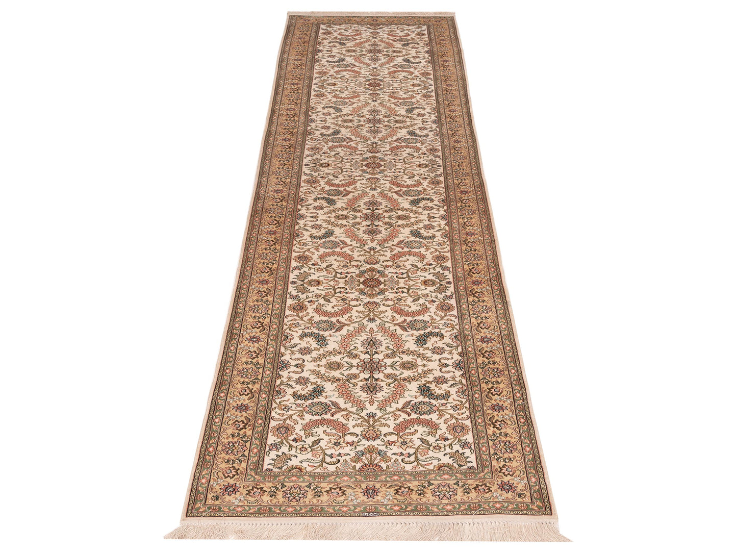 Pure Silk 114489 Ivory Gold 2.7x12.2 Hand Knotted Rug