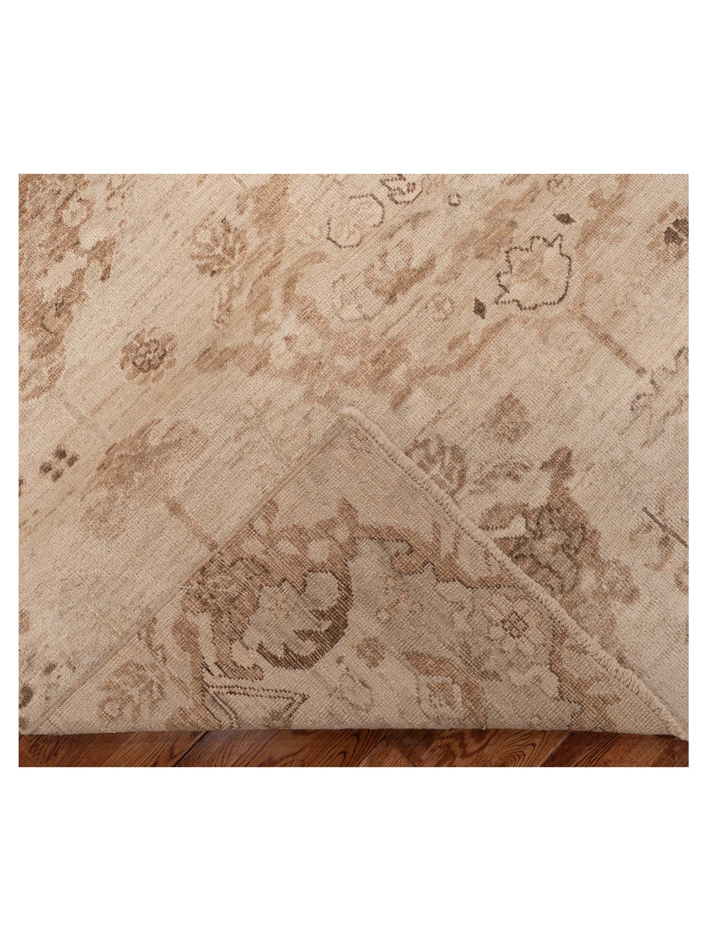 Angora Oushak 154956 Cream Brown 8.4x9.2 Hand Knotted Rug