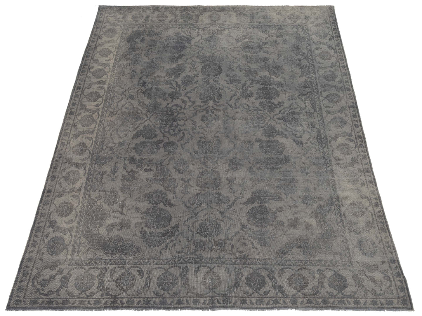 Vintage 88139 Gray 8x9.10 Hand Knotted Rug