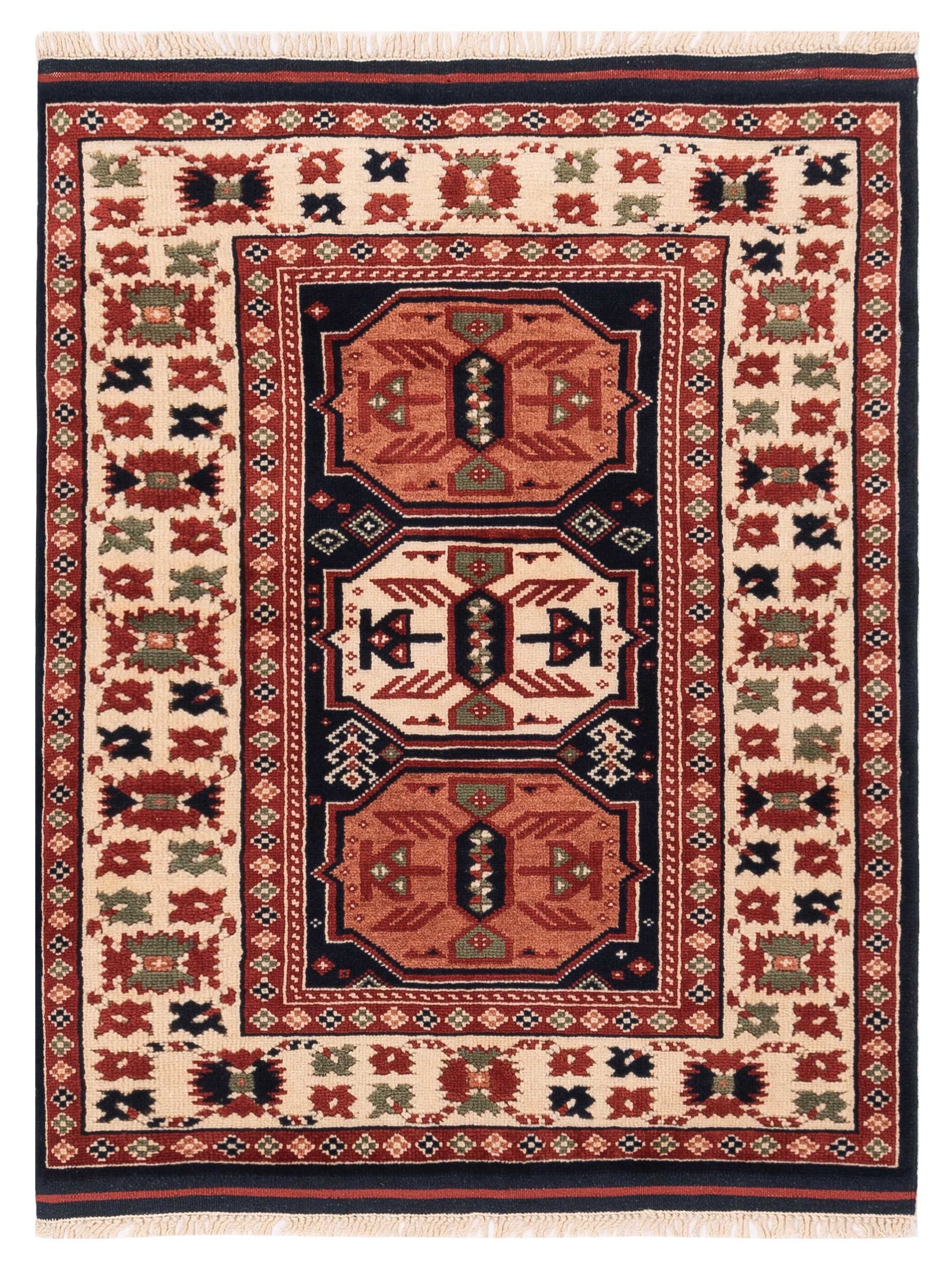 Pasha Turkish Shirwan  Navy Ivory Traditional