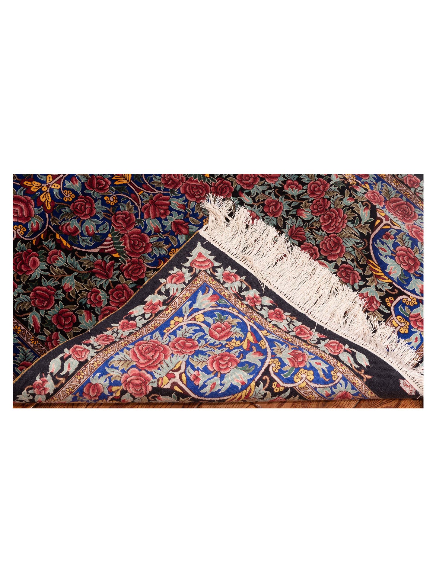 Pure Silk 122093 Black Blue 3.2x5.1 Hand Knotted Rug